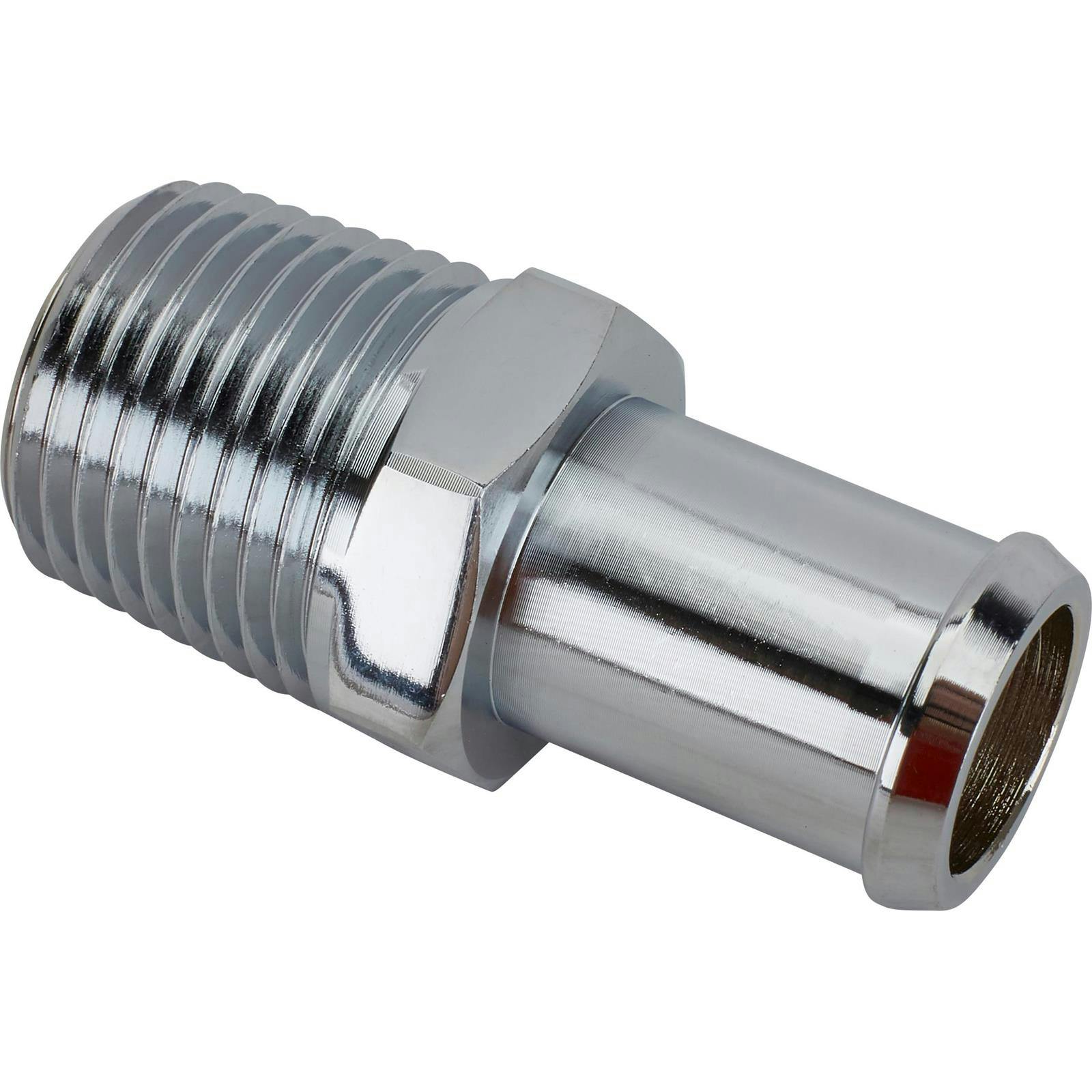 Short Chrome Heater Hose Fitting, 5/8 Inch Hose