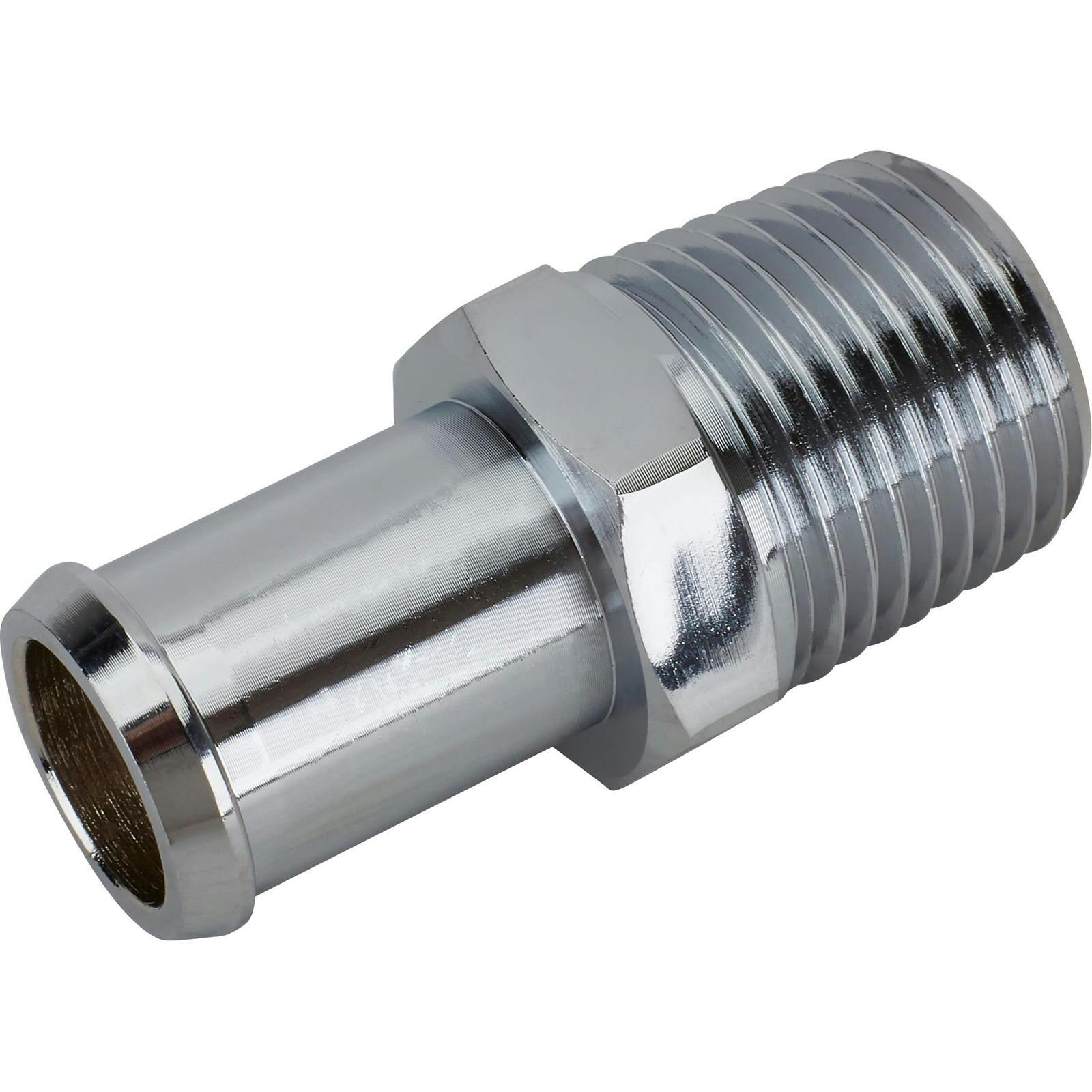 Short Chrome Heater Hose Fitting, 5/8 Inch Hose