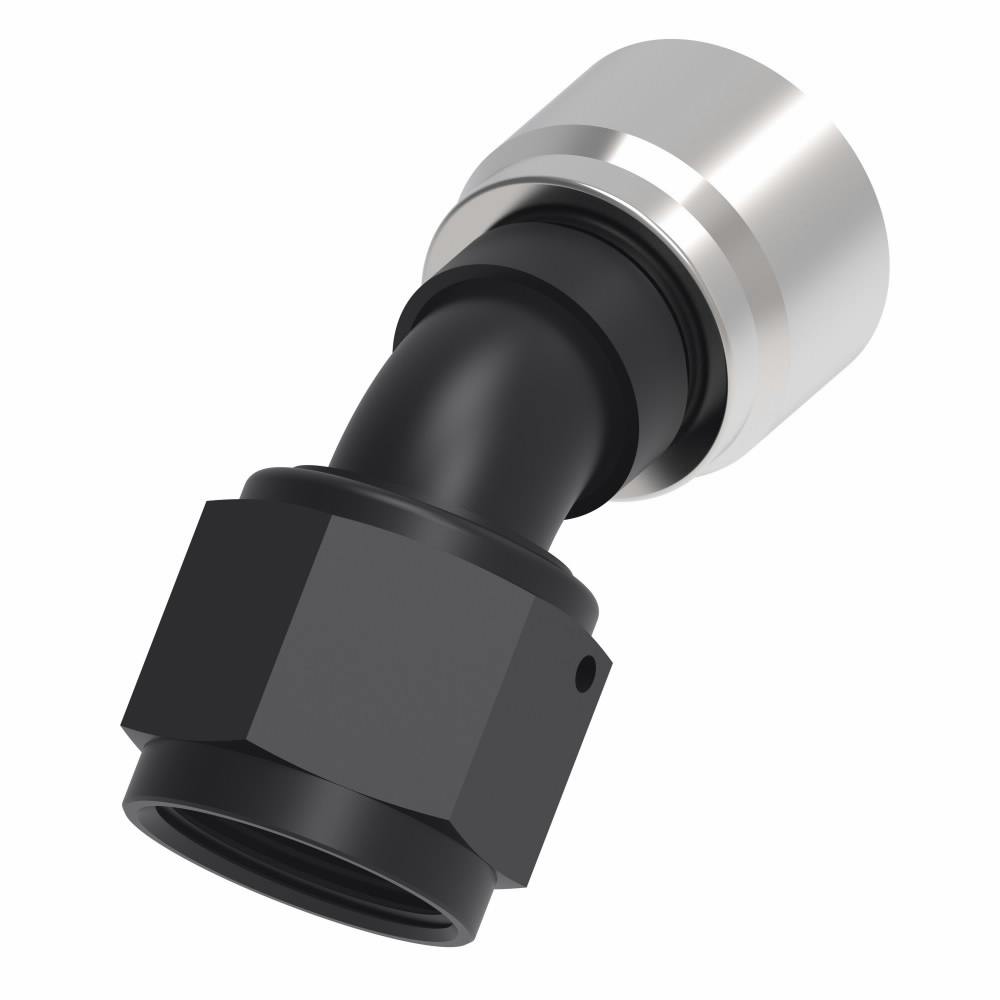 Aeroquip FBL4125 Crimp Hose Hose Fitting, 45 Degree, AN 12, Black