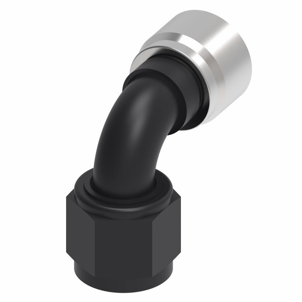 Aeroquip FBL4135 Crimp Hose Fitting, 90 Degree, AN 12, Black