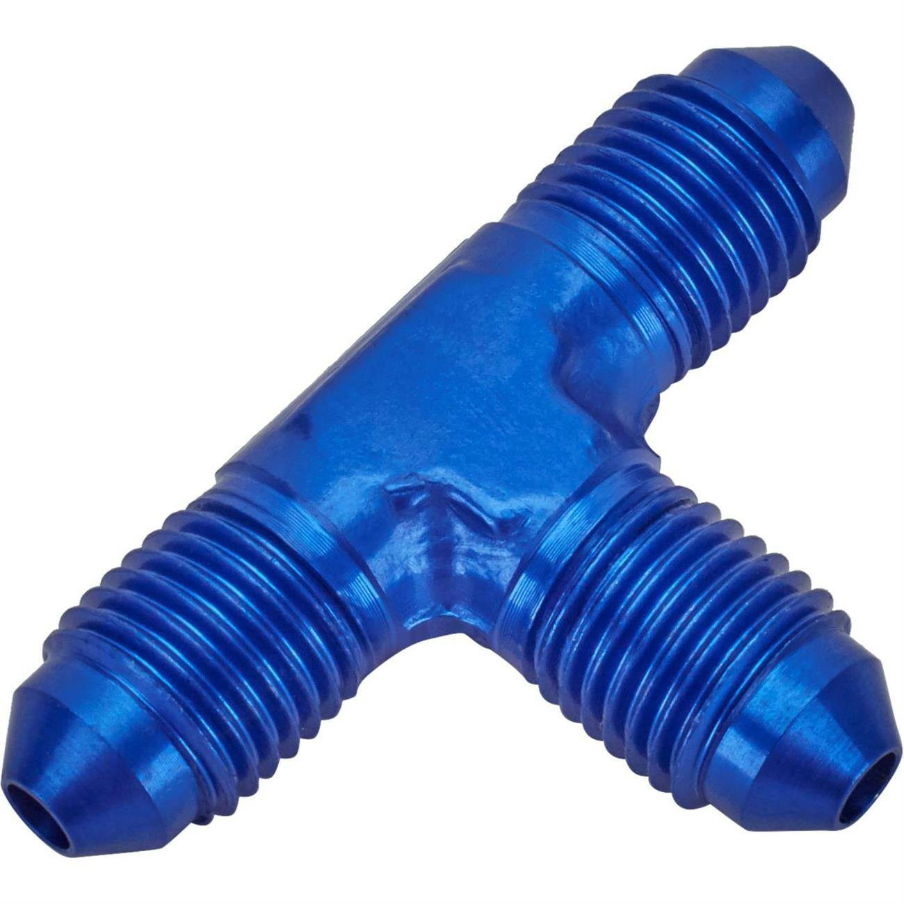 Aluminum Flare Tee Adapter Fitting, Blue, -3 AN