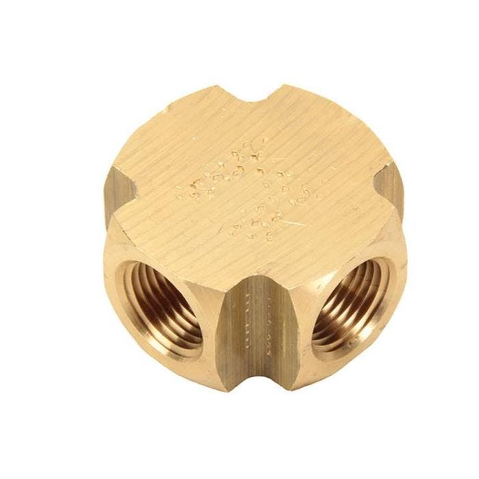 Air Suspension Brass Female Cross Fitting, 3/8 Inch NPT