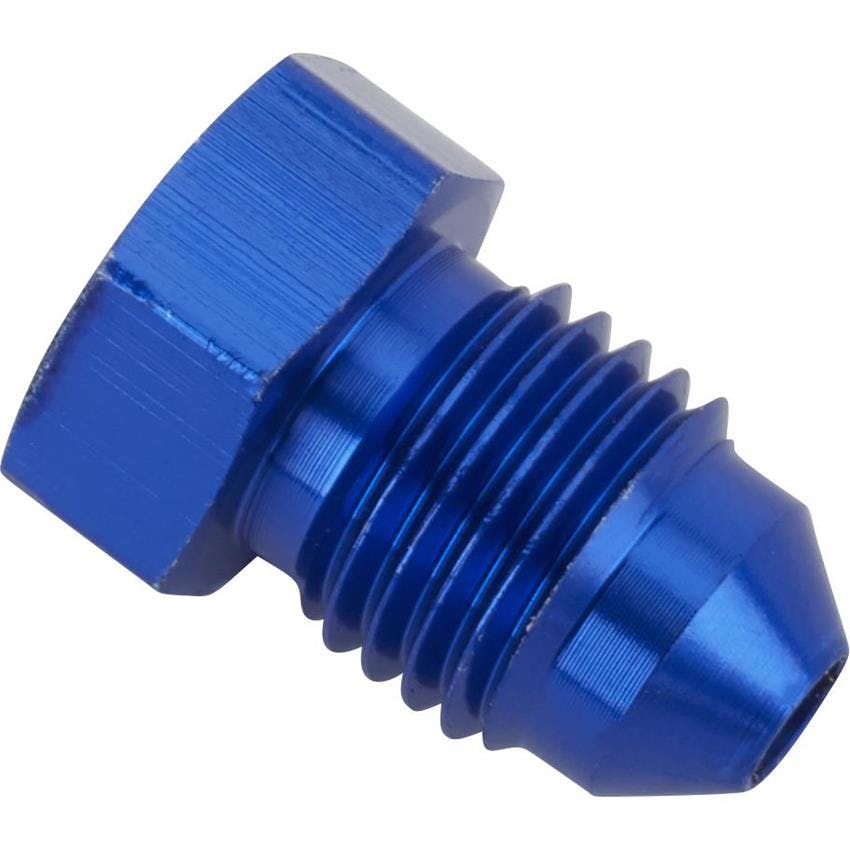 Anodized Aluminum -3 AN Flare Plug Fitting, Blue