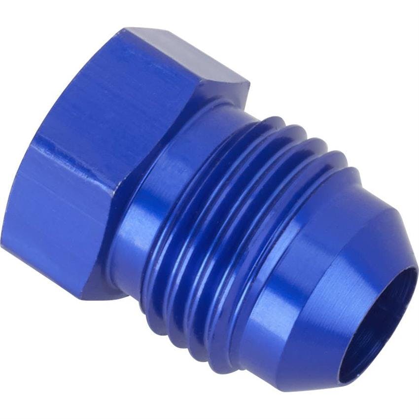 Anodized Aluminum -6 AN Flare Plug Fitting, Blue