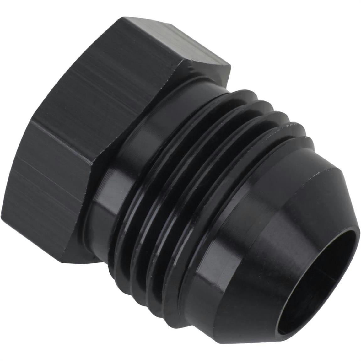 Anodized Aluminum -8 AN Flare Plug Fitting, Black