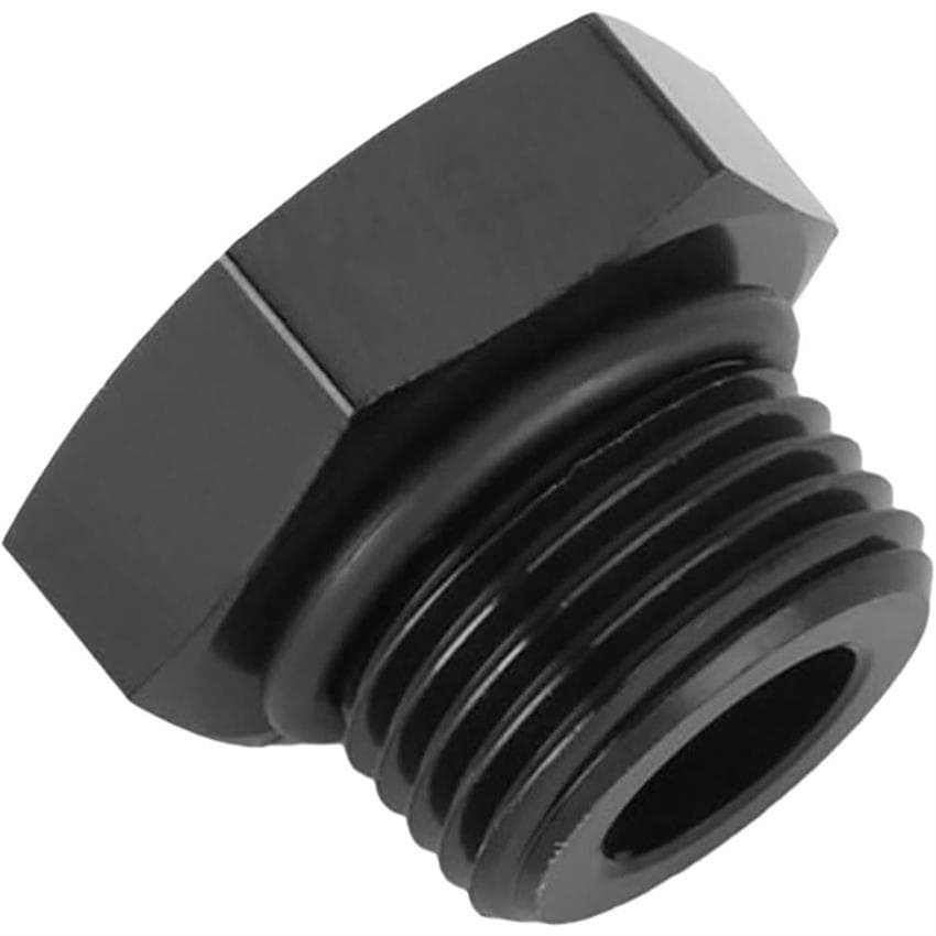 Hex Head -8 AN ORB Plug O-Ring Seal Port Fitting, Black