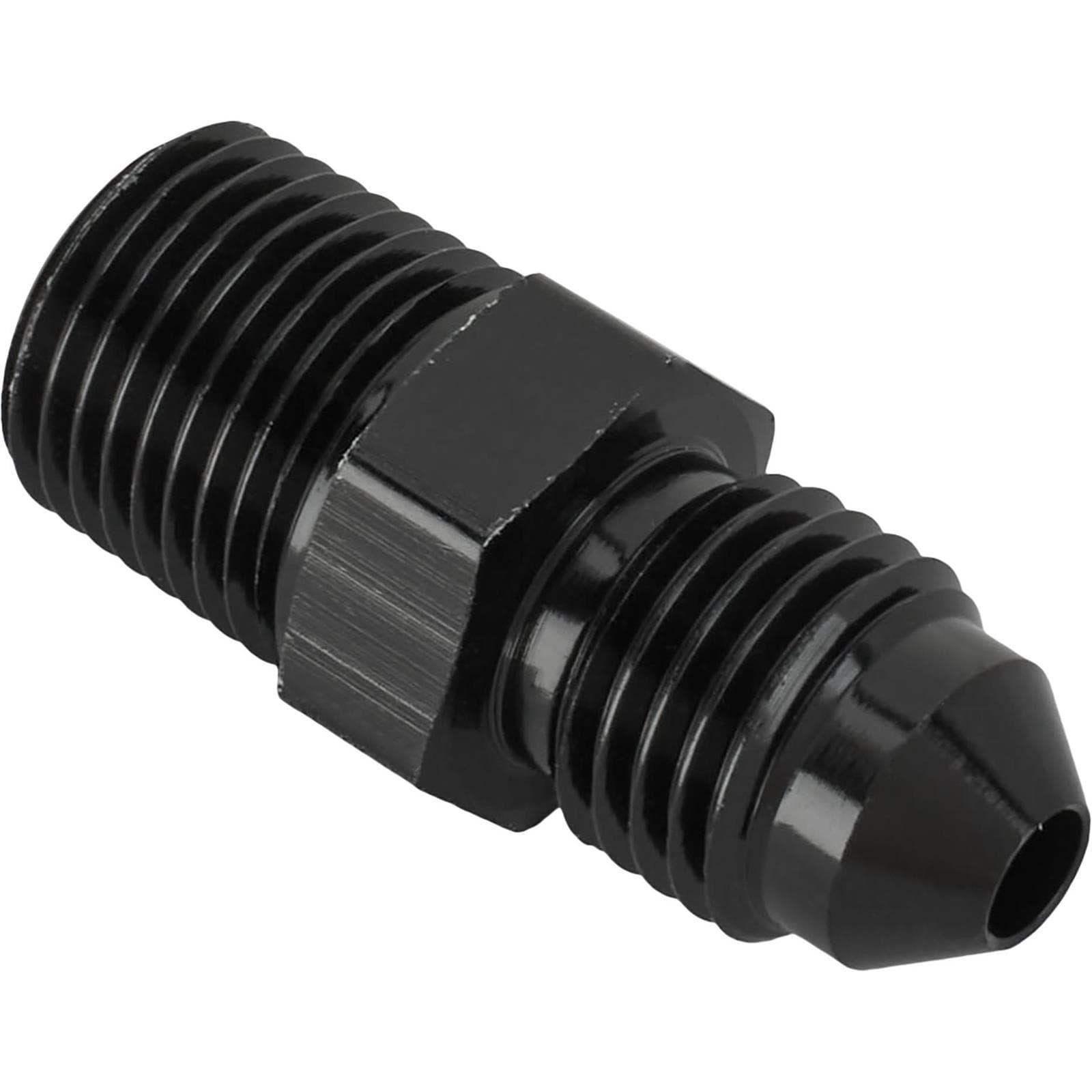 Black Straight -3 AN Flare to 1/8 Inch NPT Pipe Adapter Fitting