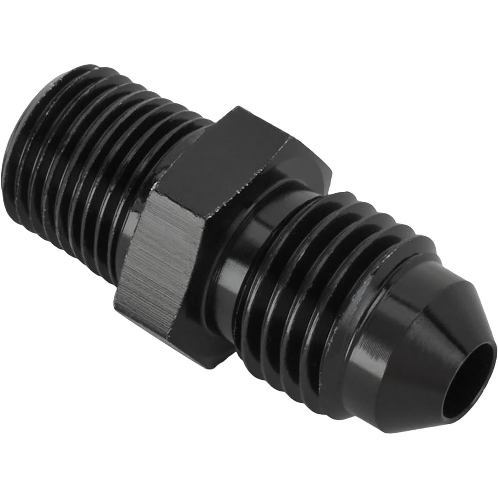 Black Straight -4 AN Flare to 1/8 Inch NPT Pipe Adapter Fitting