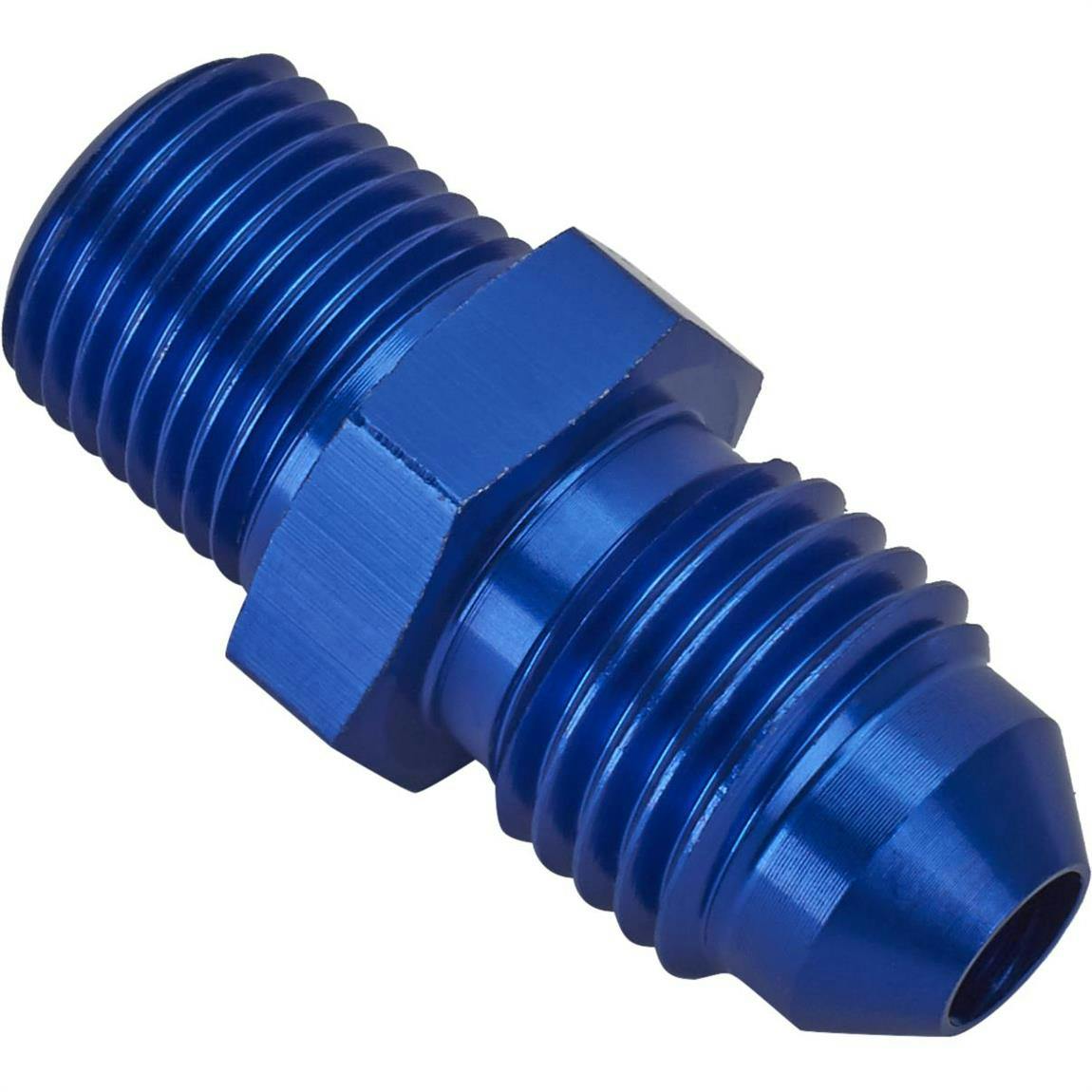 Blue Straight AN4 Flare Adapter to 1/8" Aluminum Pipe Fitting