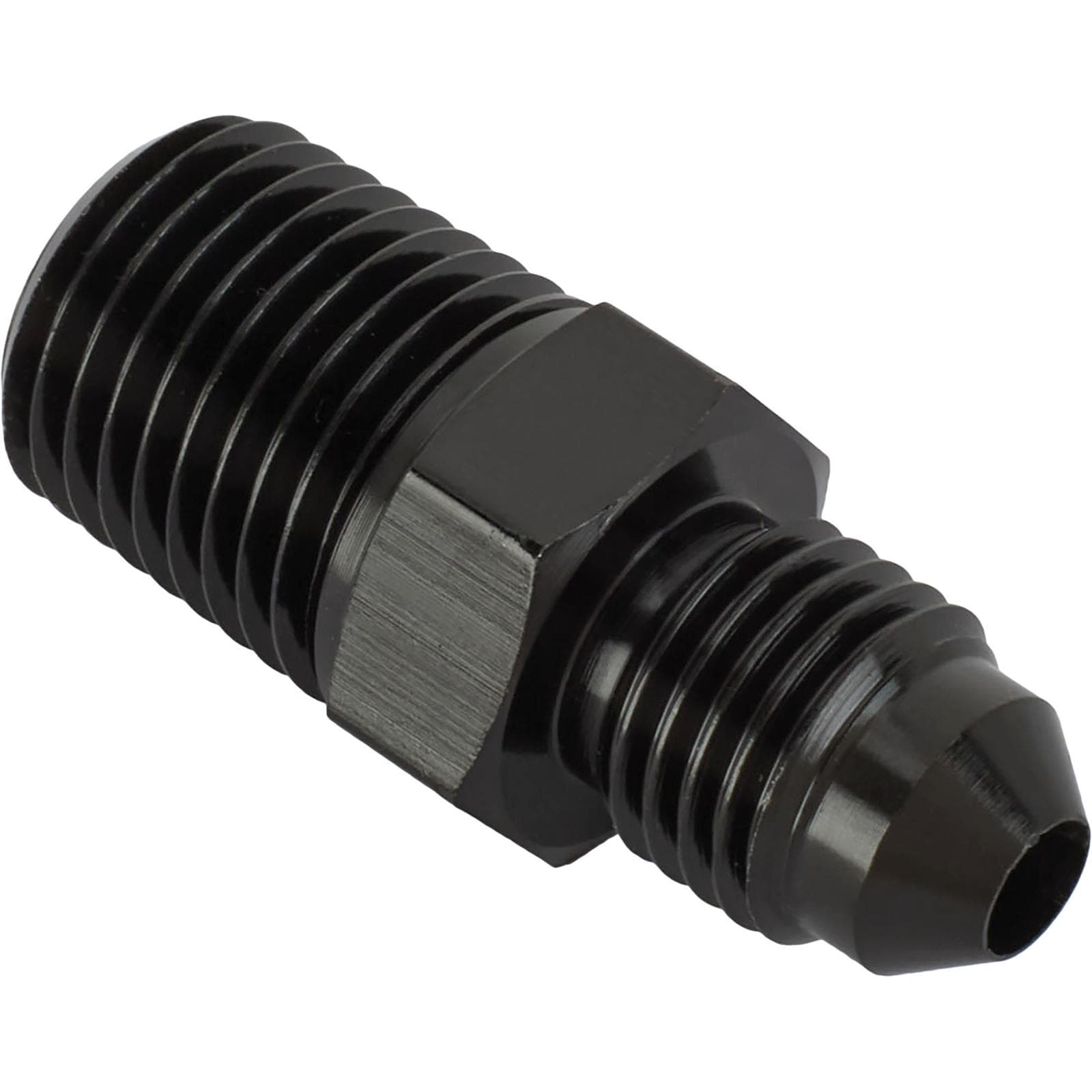 Black Straight -4 AN Flare to 1/4 Inch NPT Pipe Adapter Fitting
