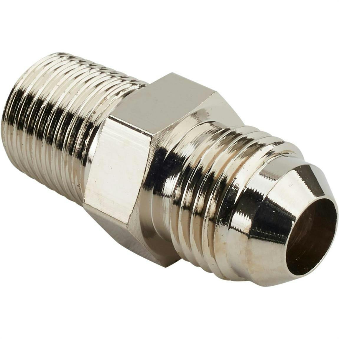 Nickel Straight to Alum Pipe Adapter Fitting, -6 AN to 1/4" NPT