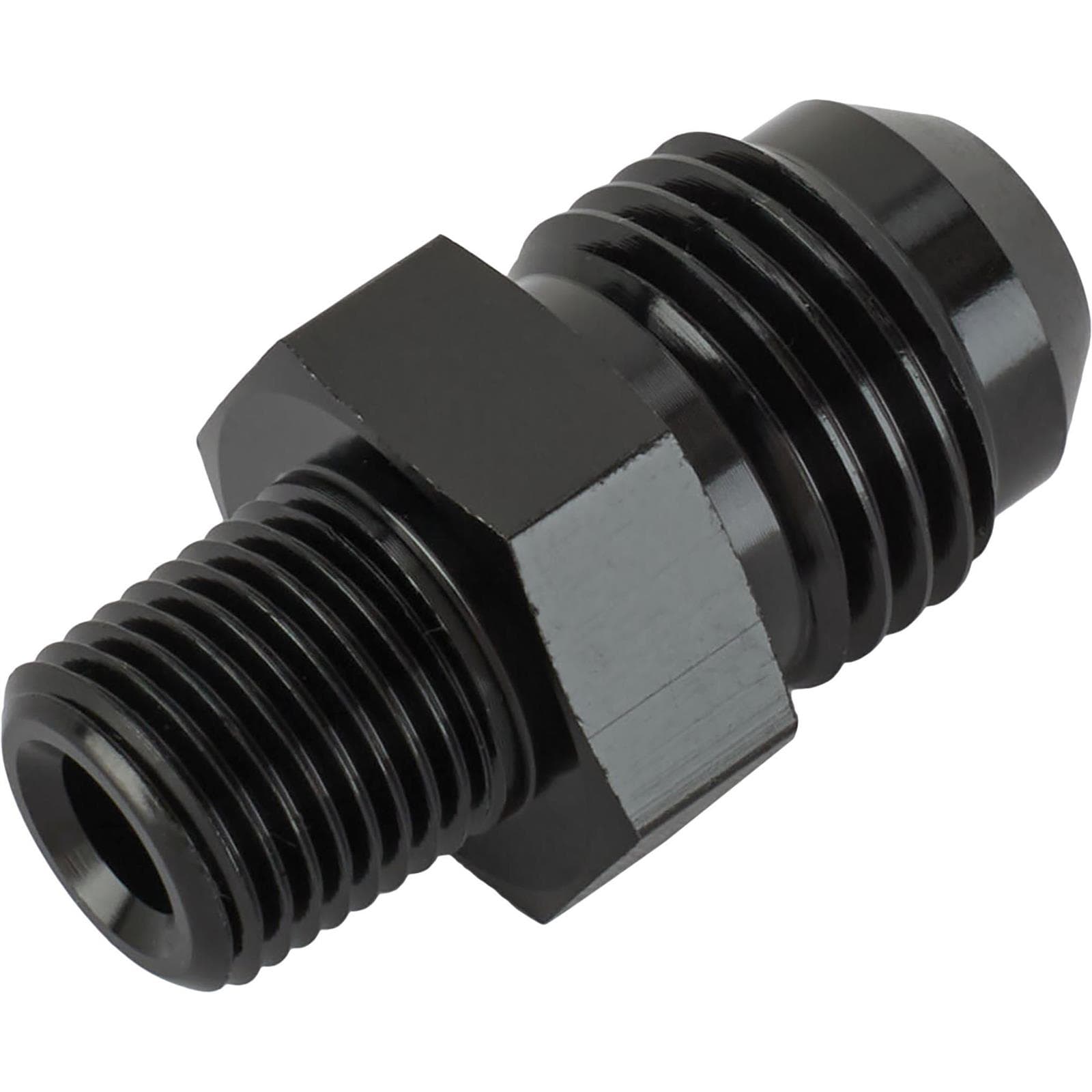 Black Straight -6 AN Flare to 1/8 Inch NPT Pipe Adapter Fitting