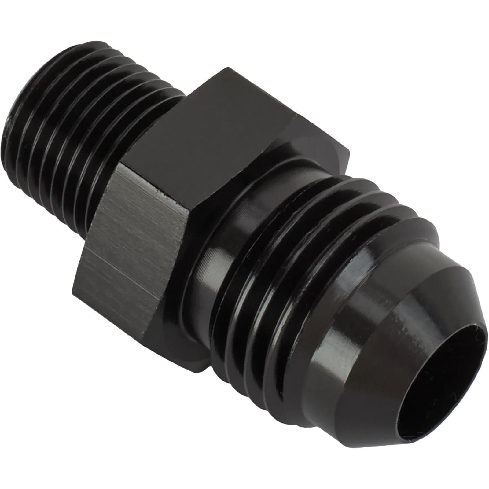 Black Straight -6 AN Flare to 1/8 Inch NPT Pipe Adapter Fitting