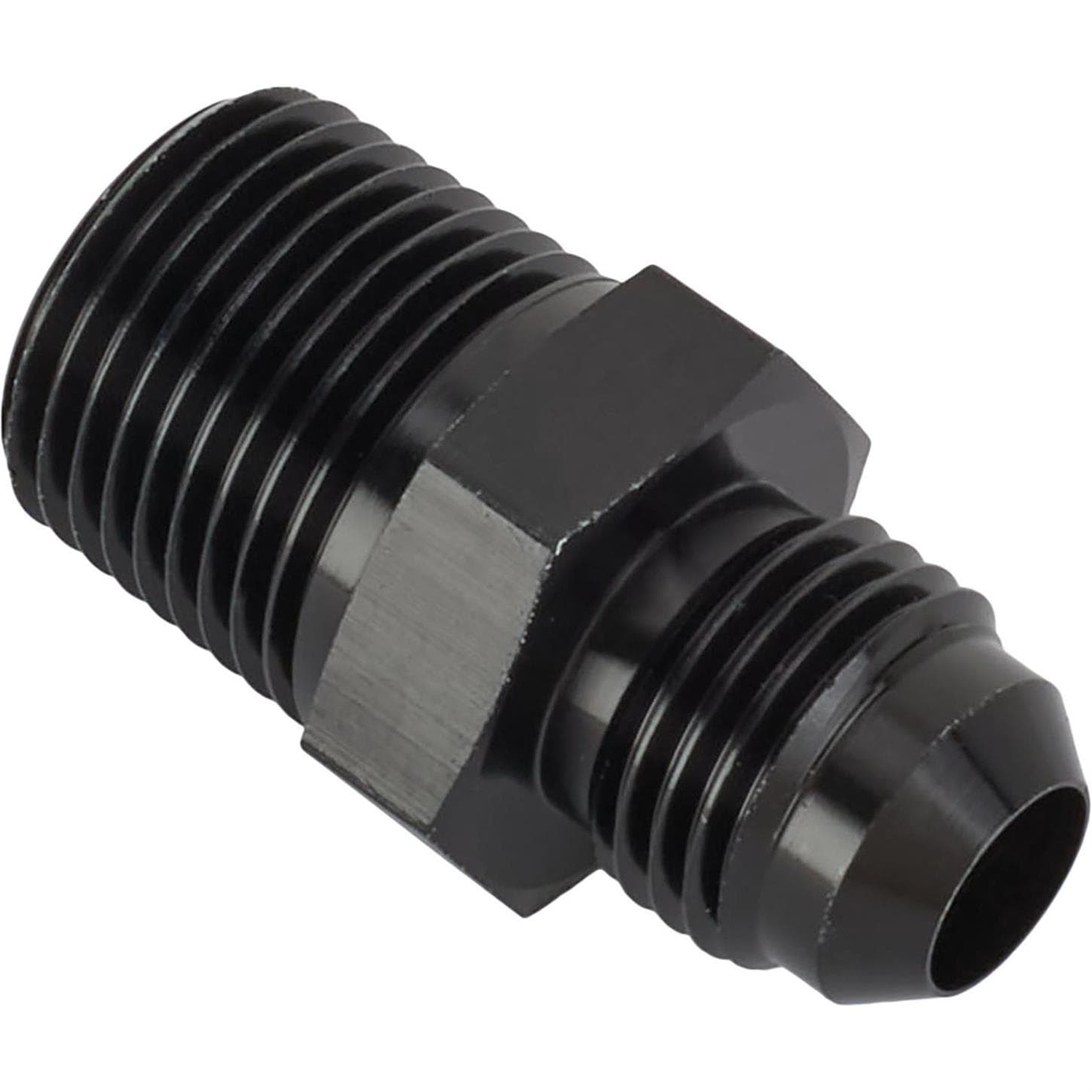 Black Straight -6 AN Flare to 3/8 Inch NPT Pipe Adapter Fitting