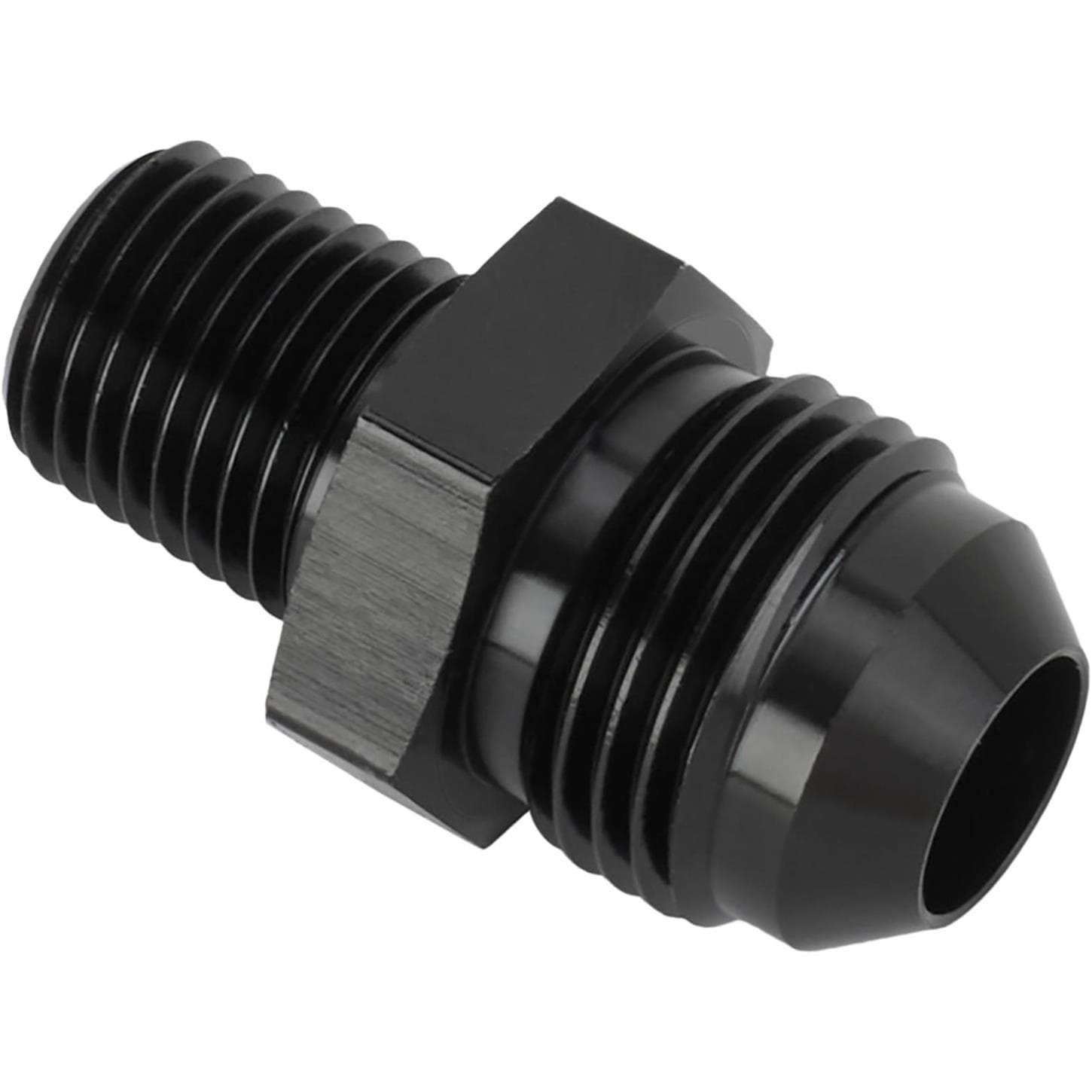 Black Straight -8 AN Flare to 1/4 Inch NPT Pipe Adapter Fitting