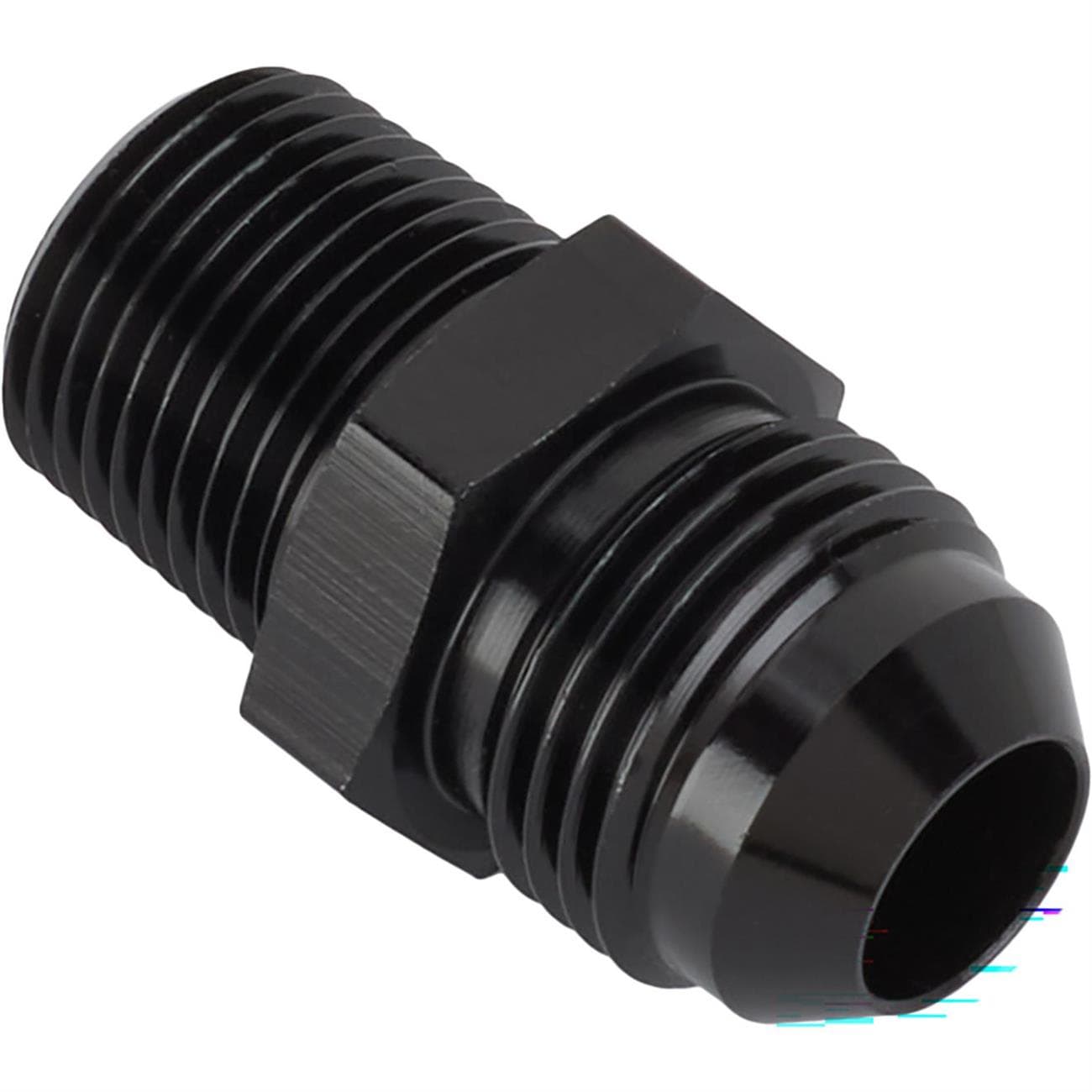Black Straight -8 AN Flare to 3/8 Inch NPT Pipe Adapter Fitting