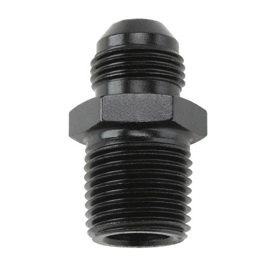 Black Straight -8 AN Flare to 1/2 Inch NPT Pipe Adapter Fitting