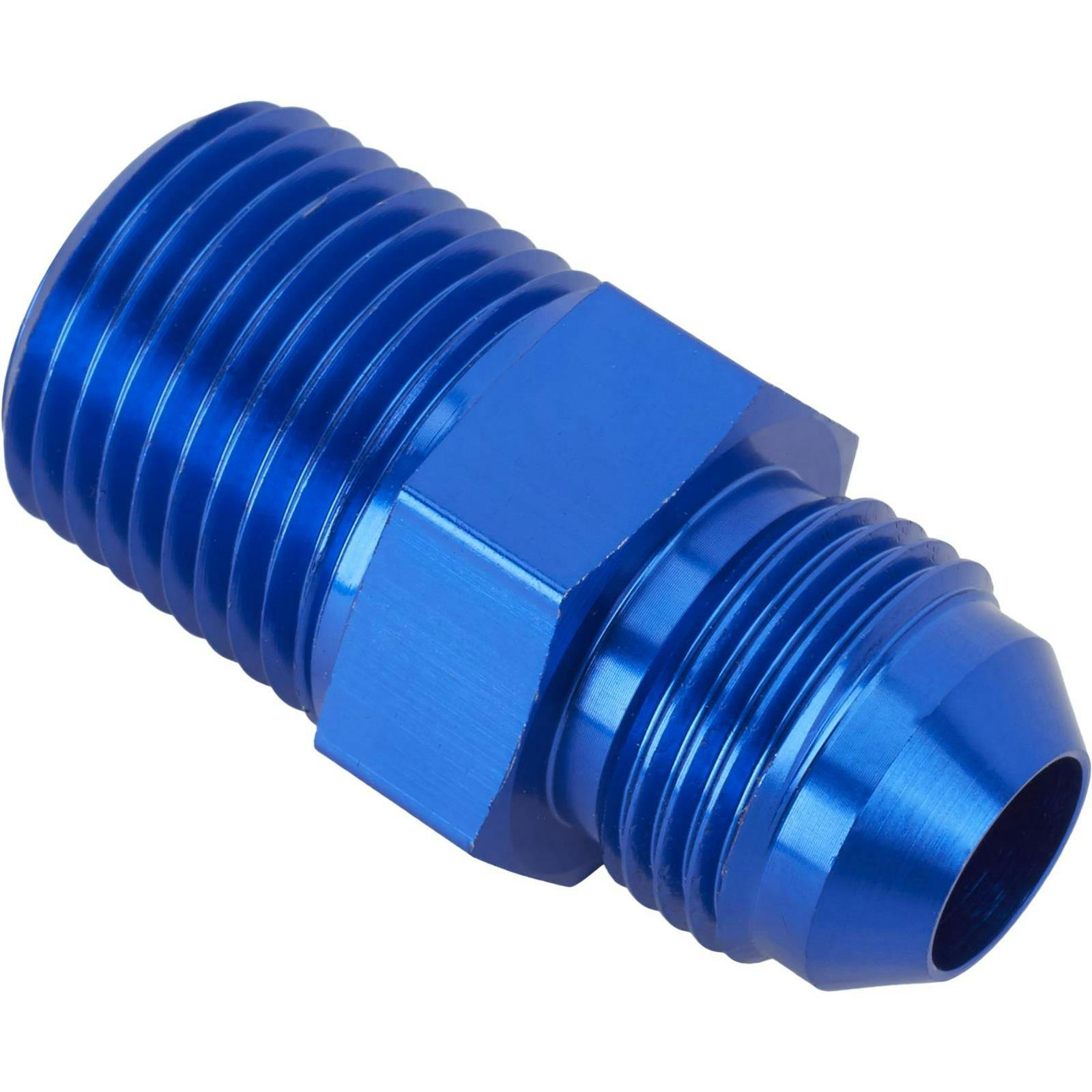 Blue Straight AN8 Flare Adapter to 1/2 Inch Aluminum Pipe Fitting