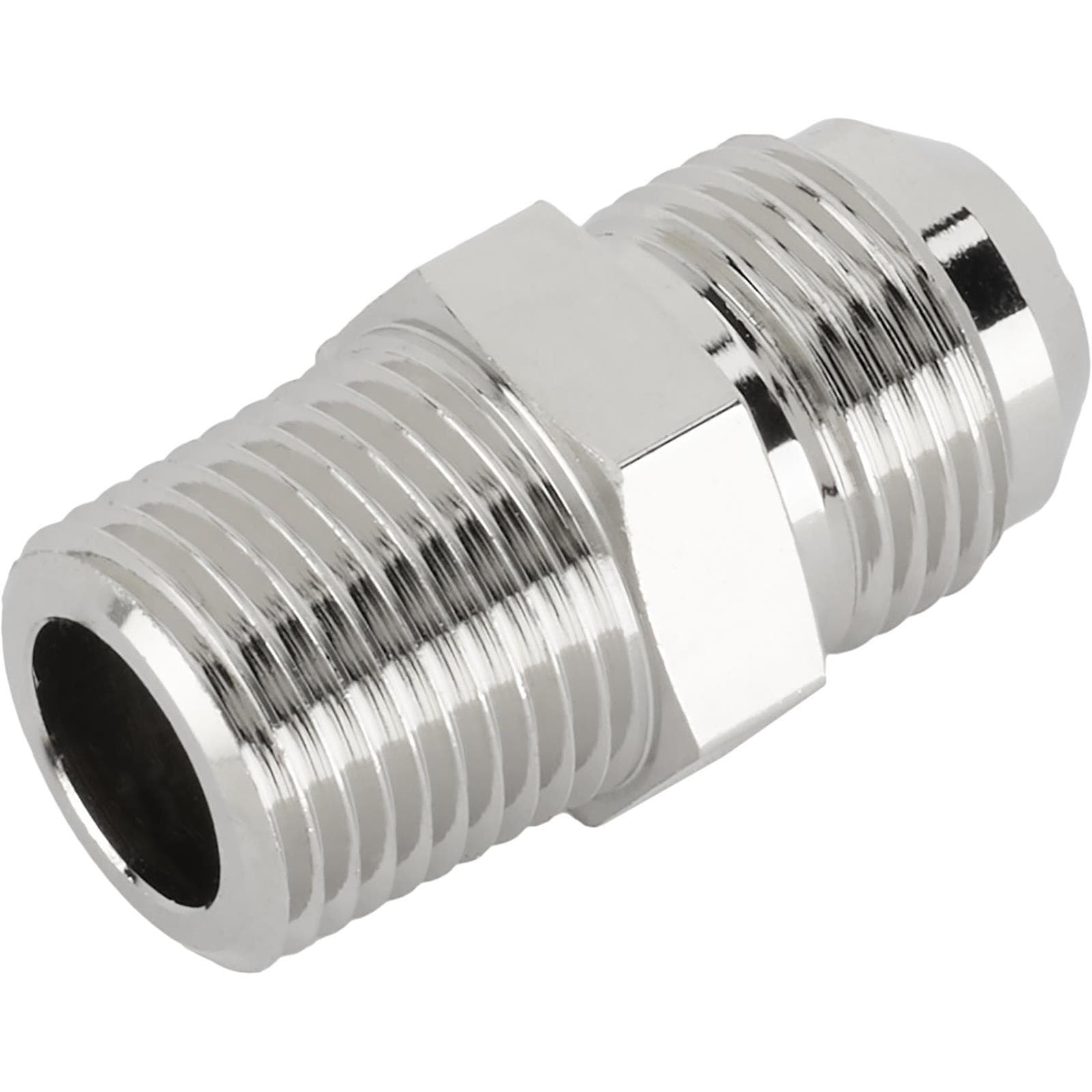 Nickel Straight to Aluminum Pipe Adapter Fitting, -10 AN to 1/2 In NPT