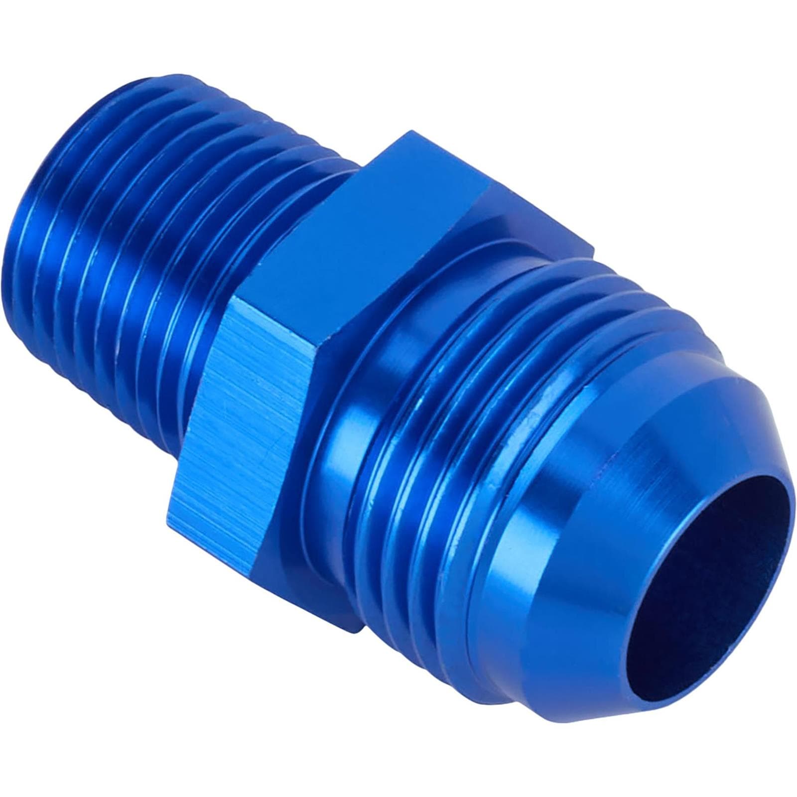 Blue Straight AN12 Flare Adapter to 1/2 Inch Aluminum Pipe Fitting