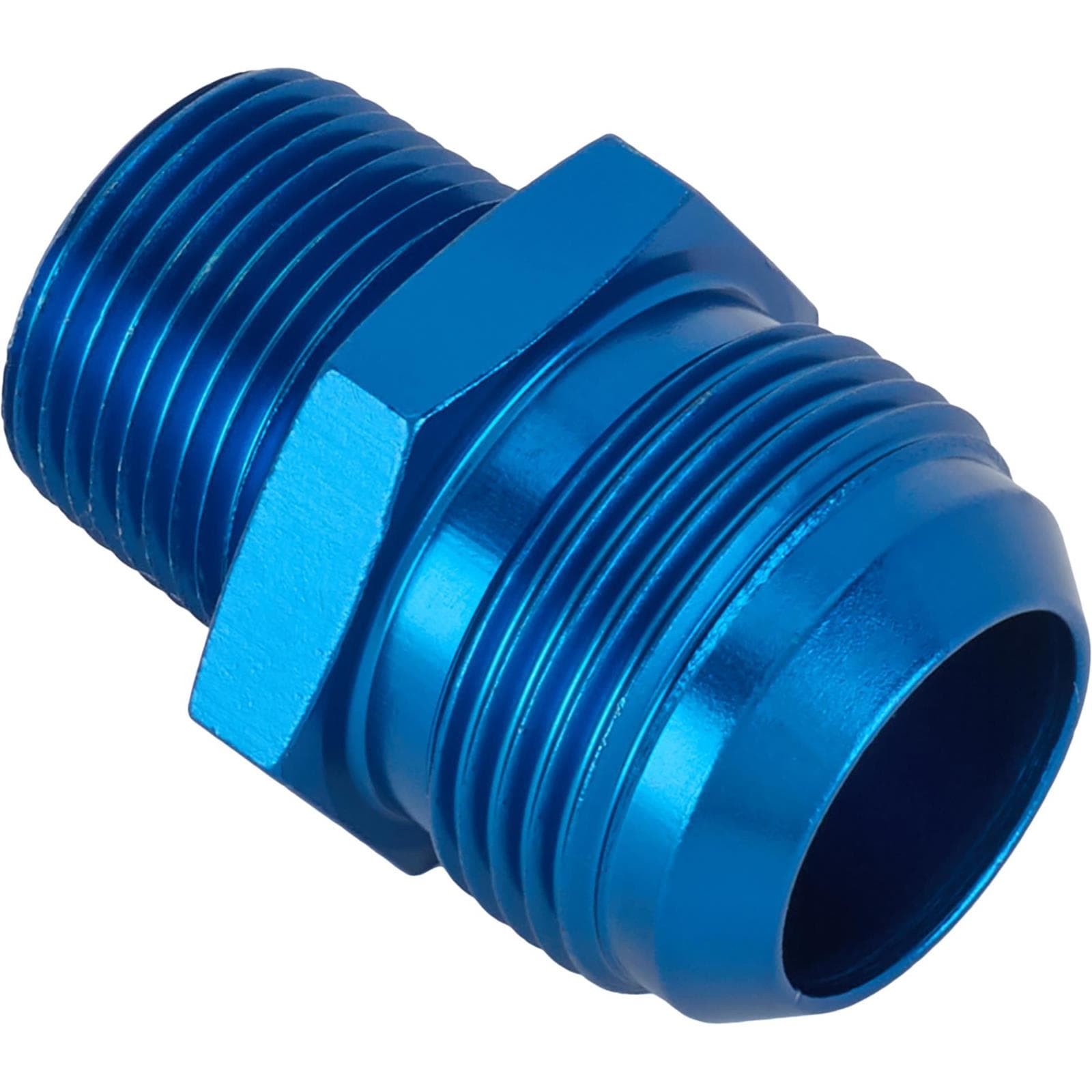 Blue Straight AN16 Flare Adapter to 3/4 Inch Aluminum Pipe Fitting