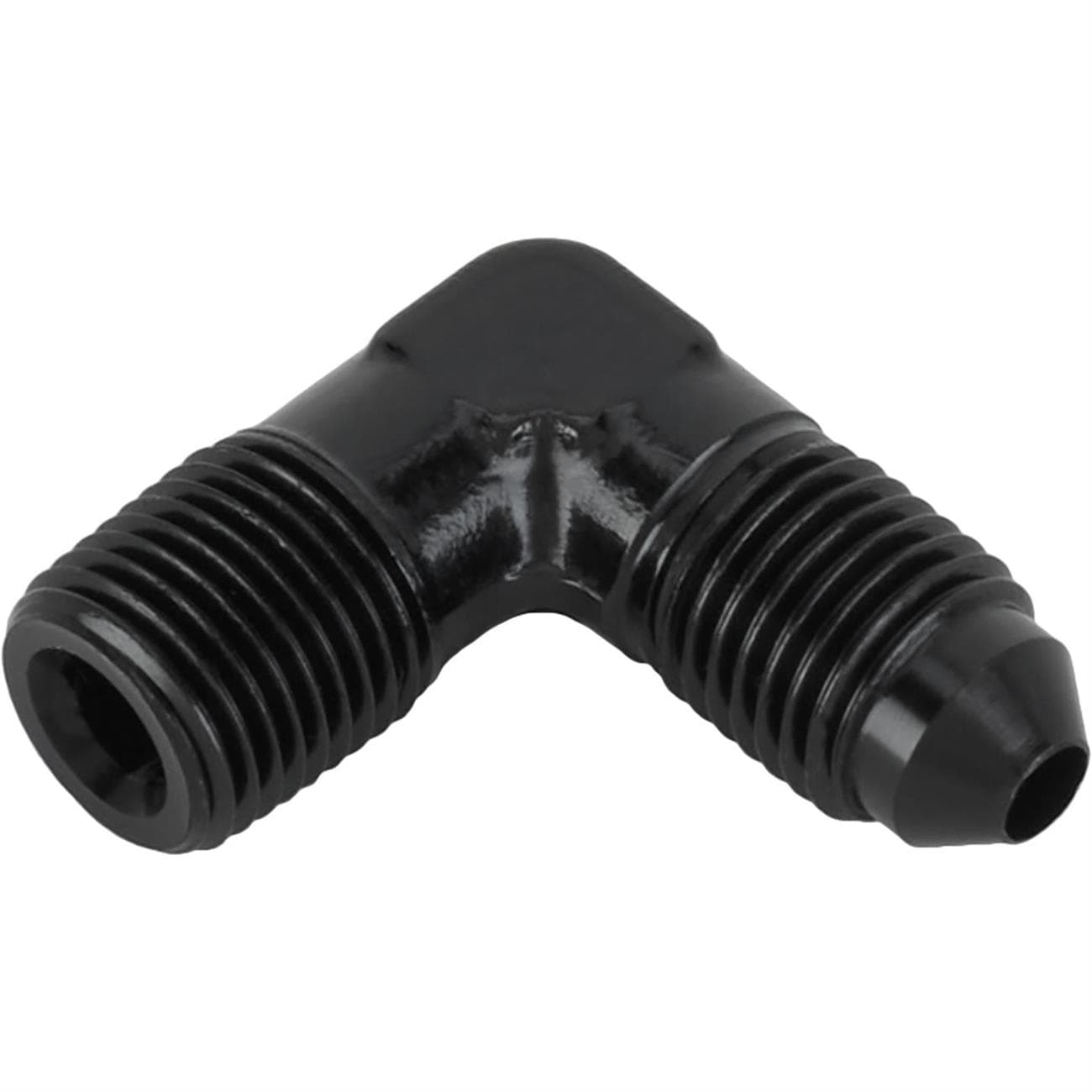 Black 90 Degree -3 AN Flare to 1/8 Inch NPT Pipe Adapter Fitting