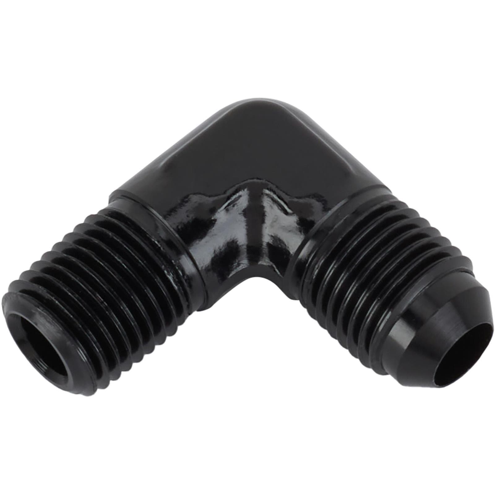 Black 90 Degree -6 AN Flare to 1/4 Inch NPT Pipe Adapter Fitting
