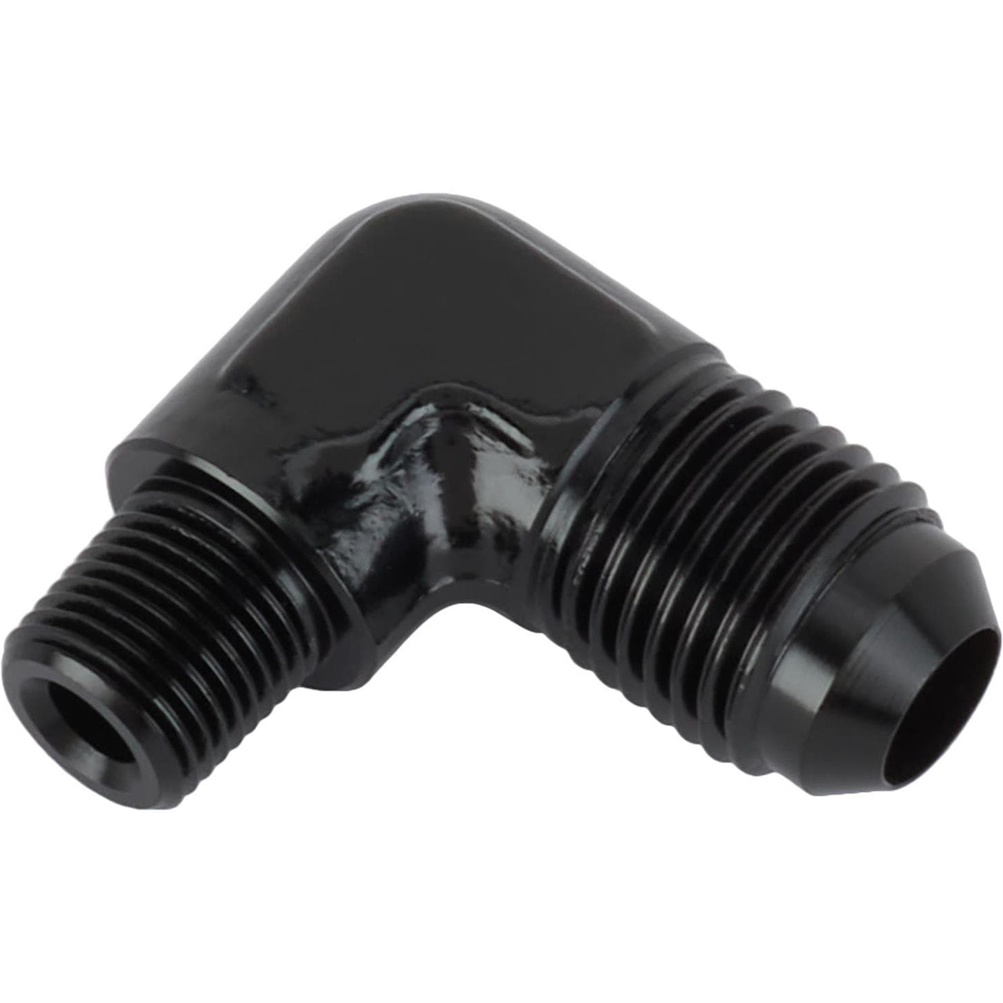 Black 90 Degree -6 AN Flare to 1/8 Inch NPT Pipe Adapter Fitting