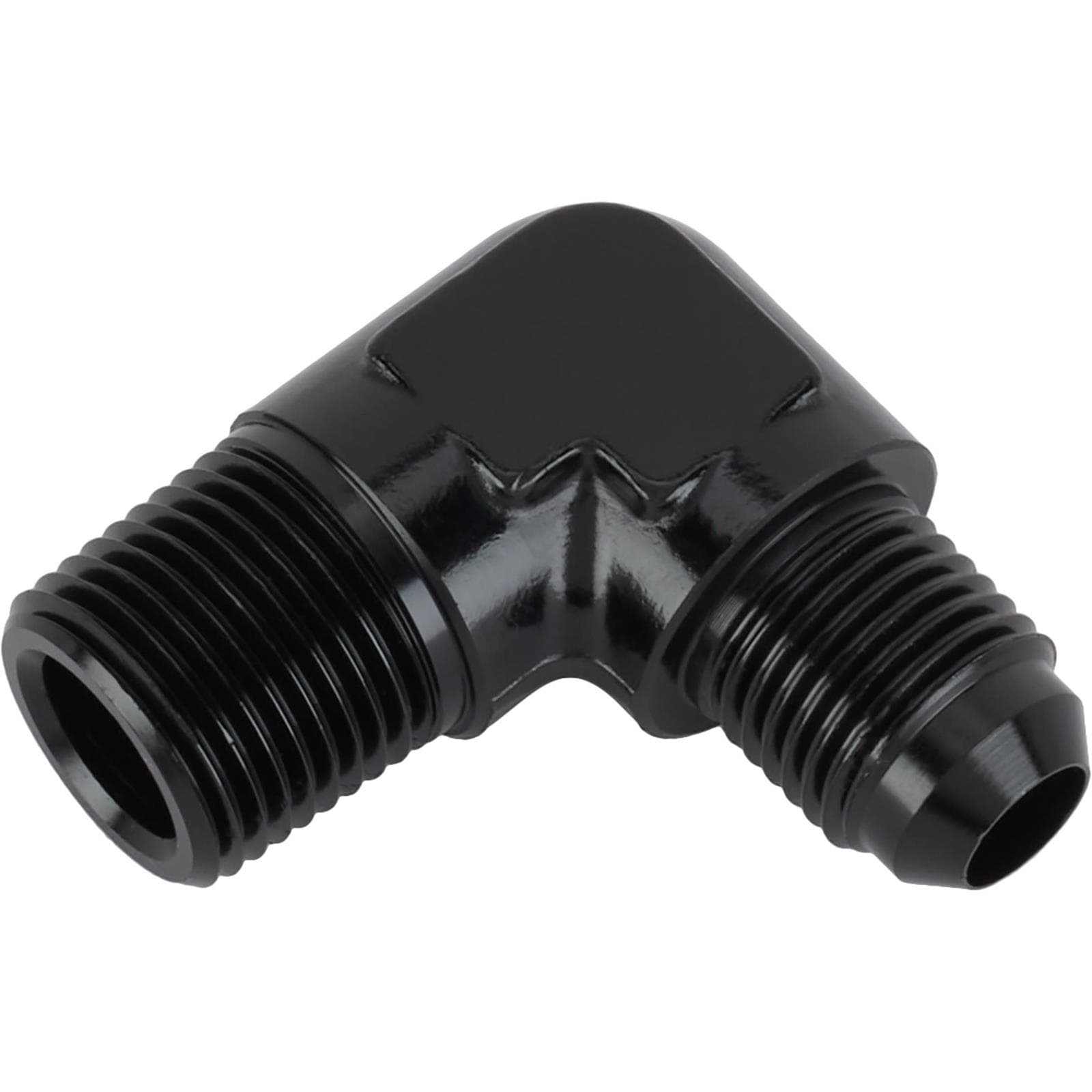 Black 90 Degree -6 AN Flare to 3/8 Inch NPT Pipe Adapter Fitting