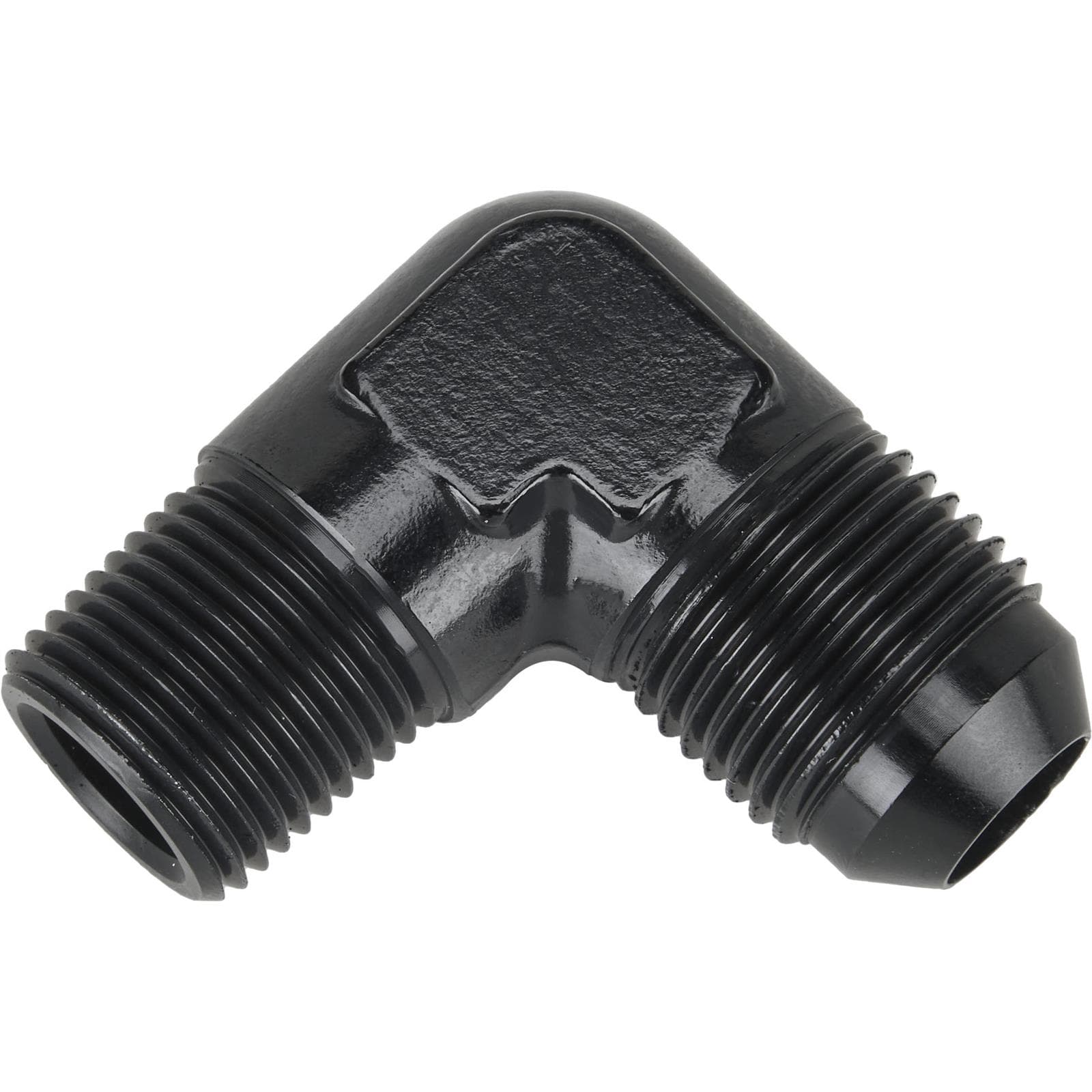 Black 90 Degree -8 AN Flare to 3/8 Inch NPT Pipe Adapter Fitting