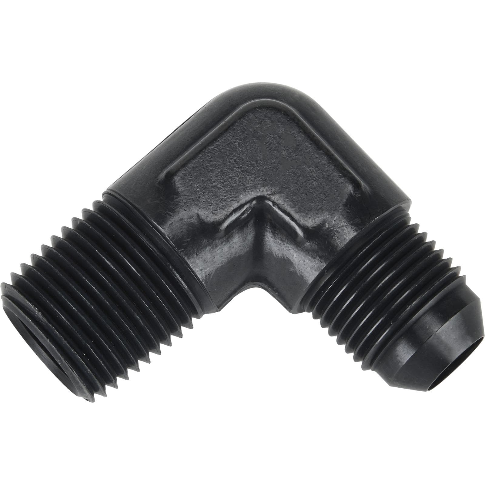 Black 90 Degree -8 AN Flare to 1/2 Inch NPT Pipe Adapter Fitting