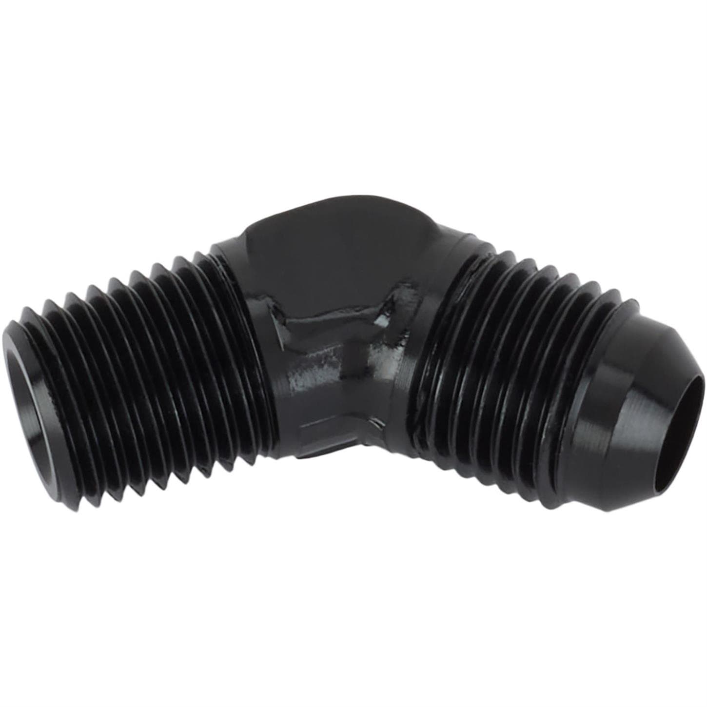 Black 45 Degree -6 AN Flare to 1/4 Inch NPT Pipe Adapter Fitting