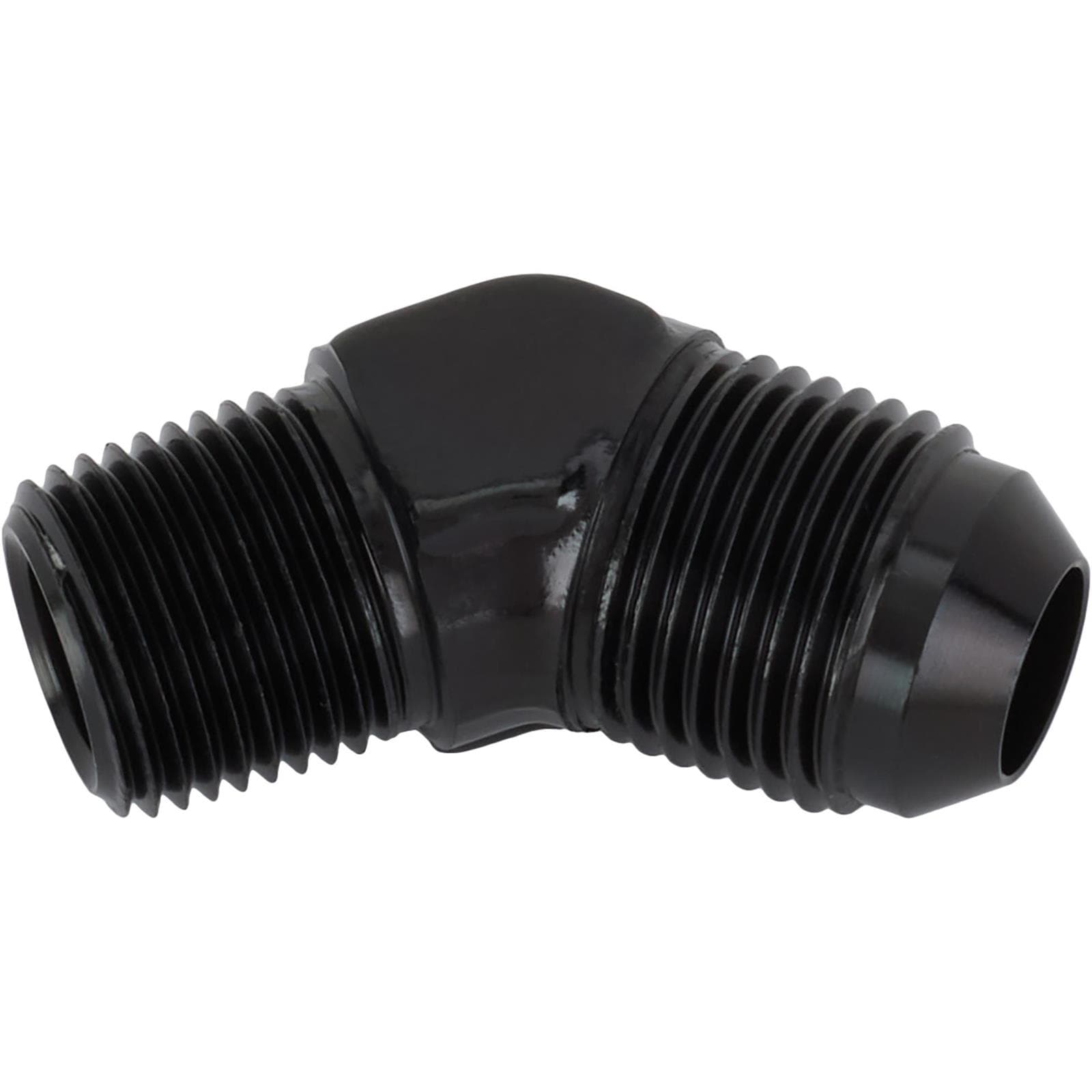 Black 45 Degree -8 AN Flare to 3/8 Inch NPT Pipe Adapter Fitting
