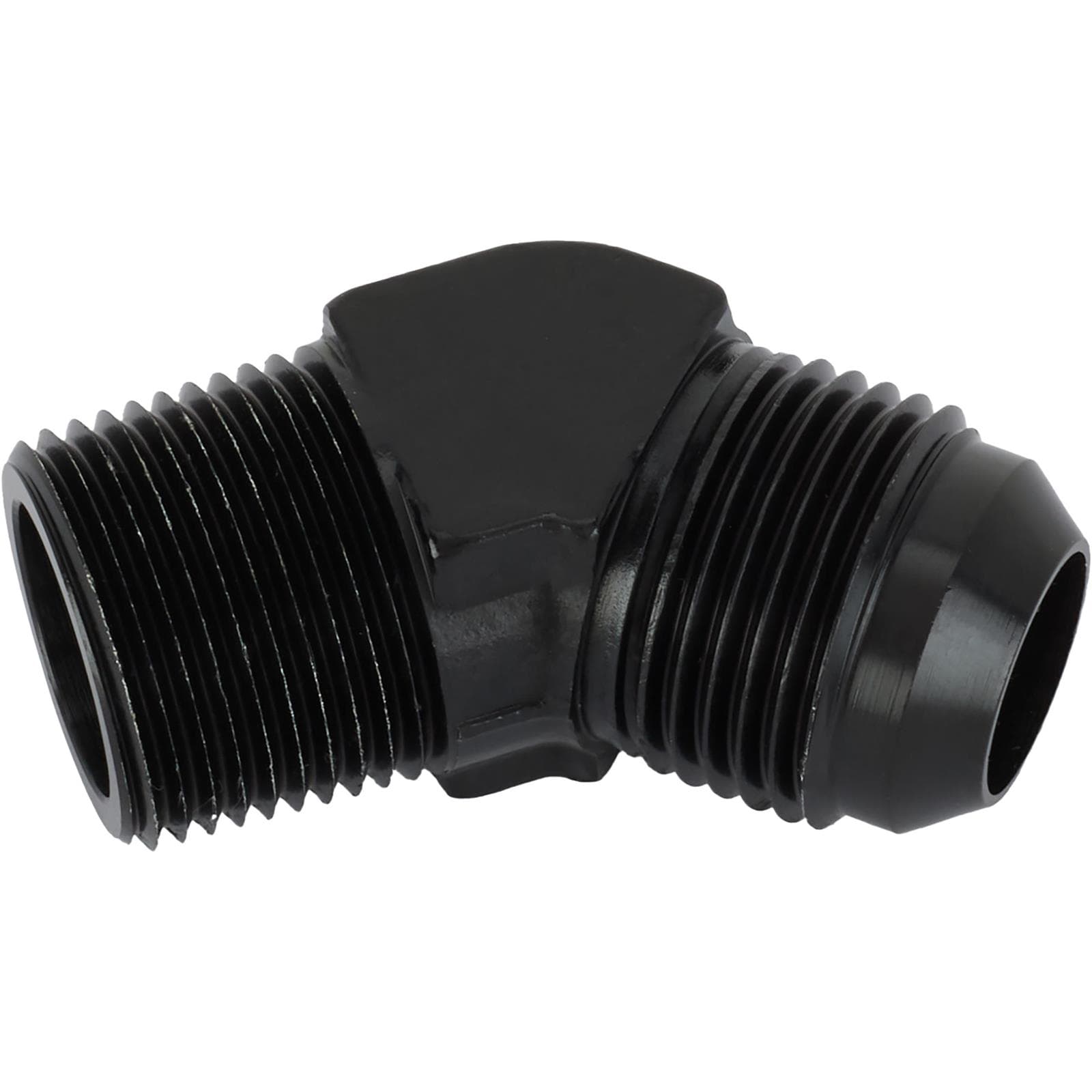 Black 45 Degree -12 AN Flare to 3/4 Inch NPT Pipe Adapter Fitting