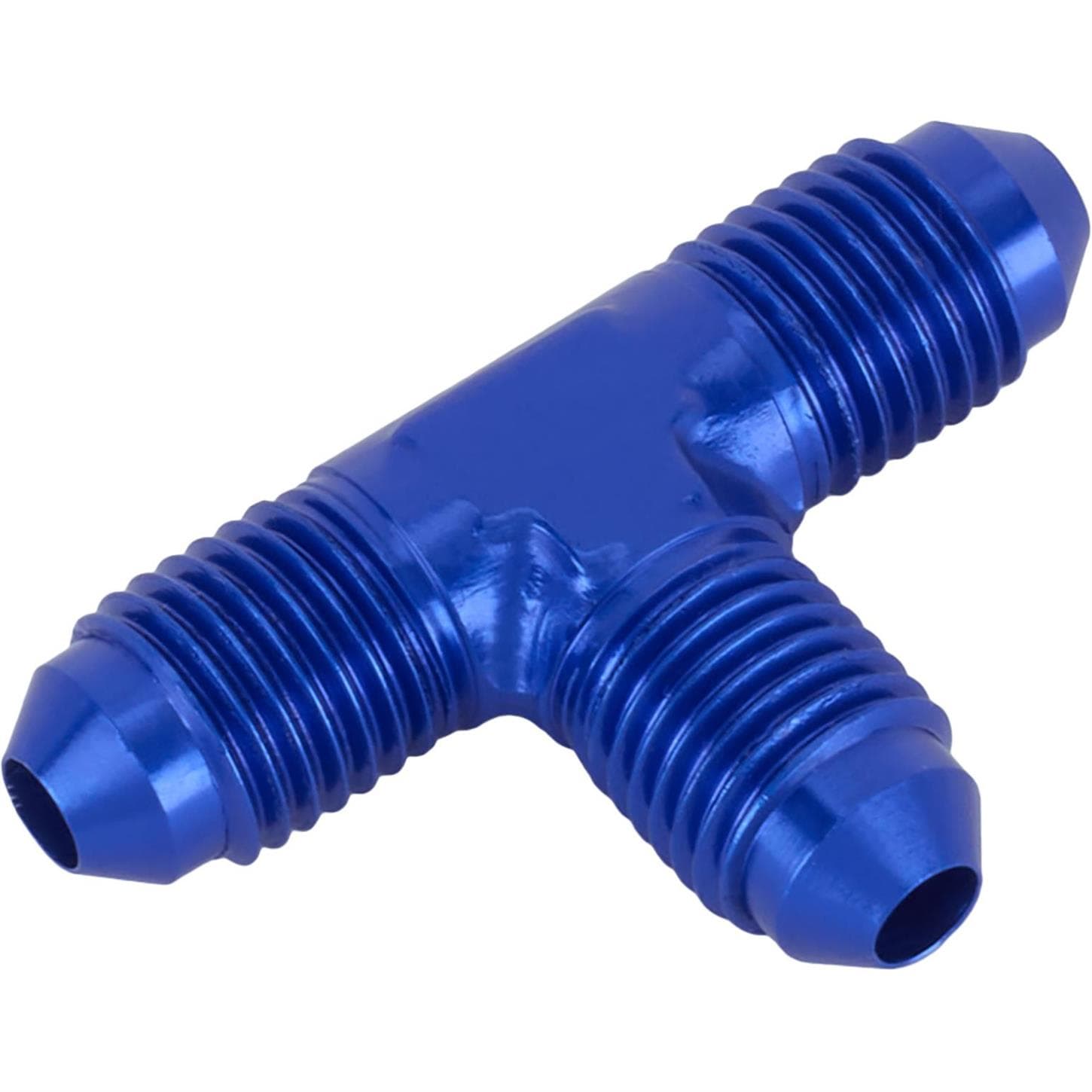Aluminum Flare Tee Adapter Fitting, Blue, -4 AN