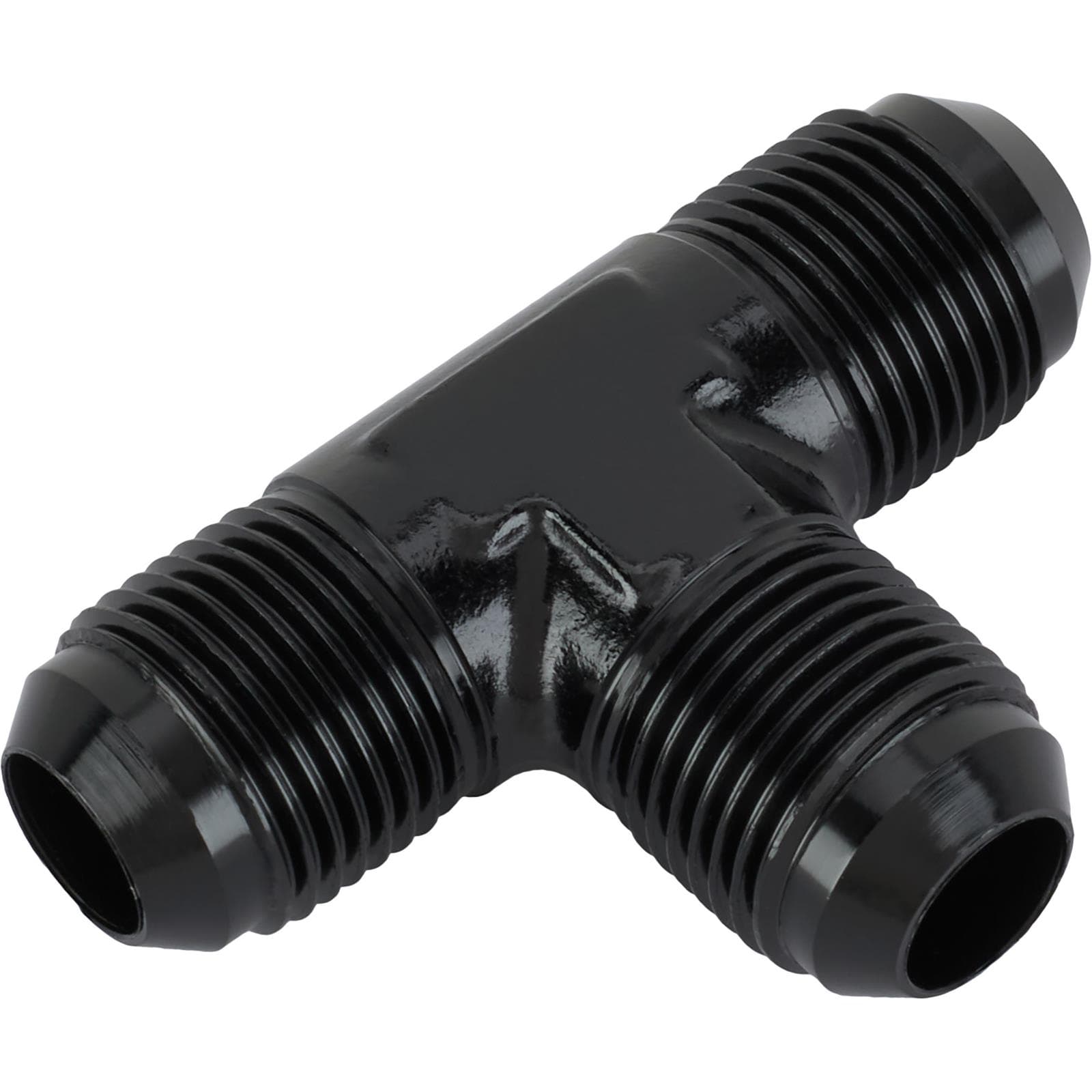 Aluminum Tee Flare Adapter Fitting, Black, -10 AN