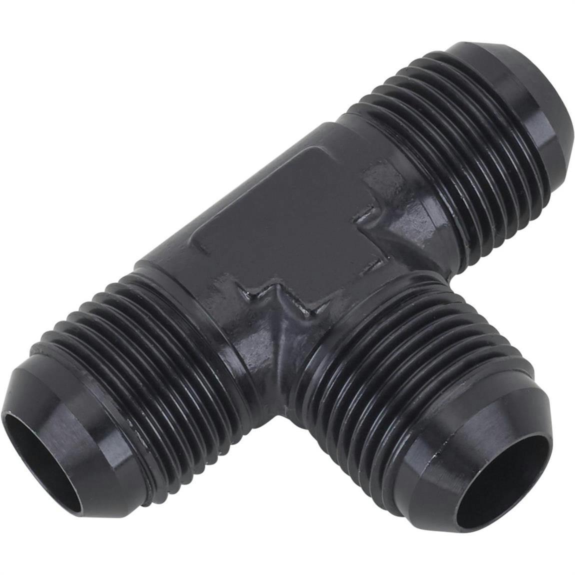 Aluminum Tee Flare Adapter Fitting, Black, -12 AN