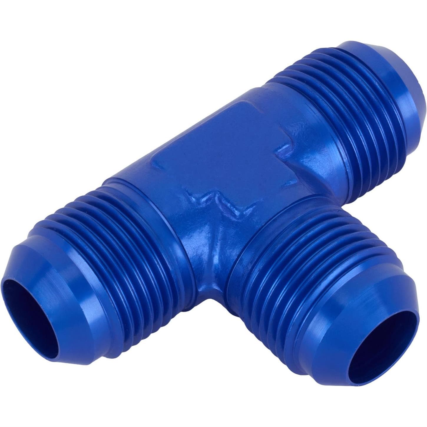 Aluminum Flare Tee Adapter Fitting, Blue, -12 AN
