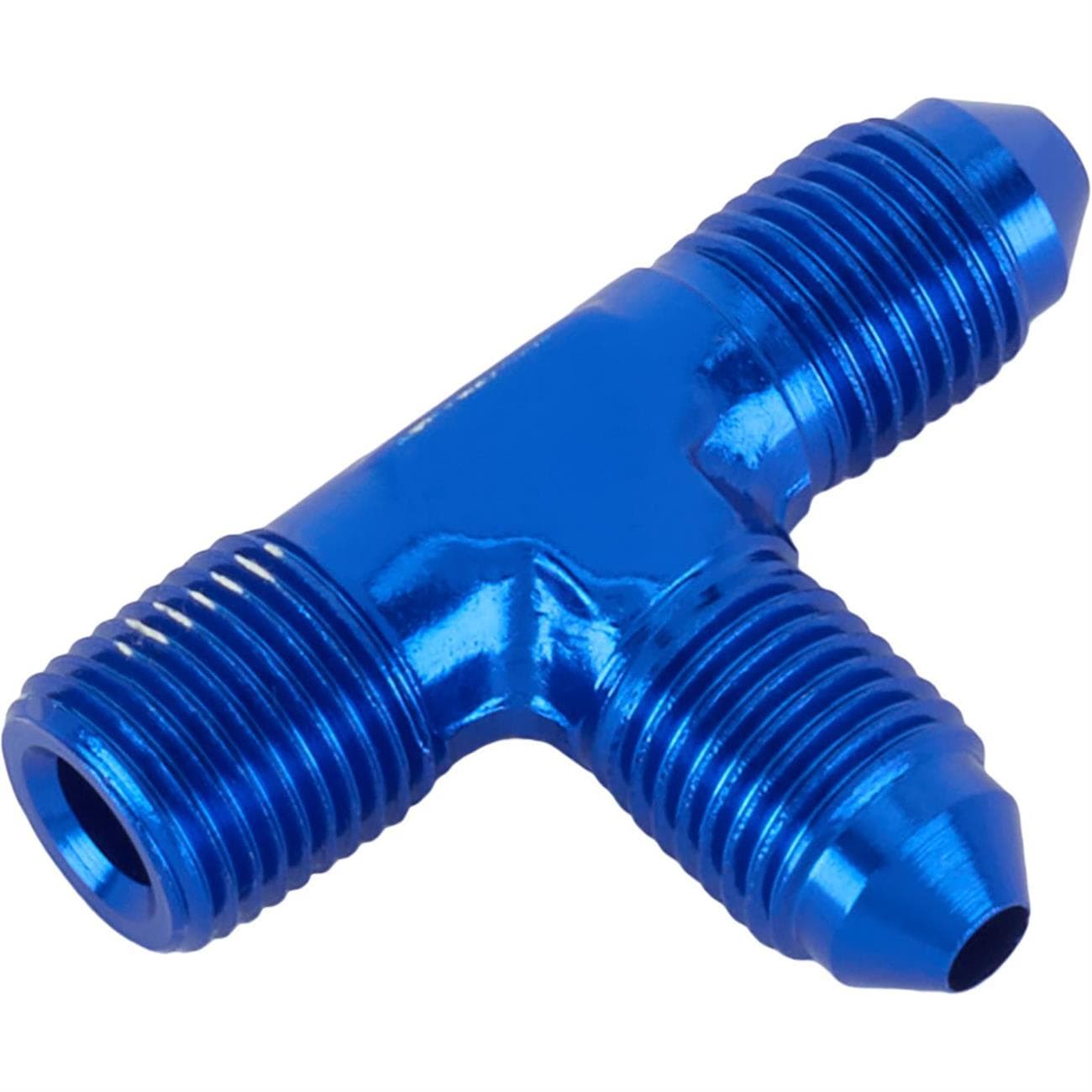Aluminum Flare to Pipe Tee on Run Fitting, AN3 to 1/8 Inch NPT