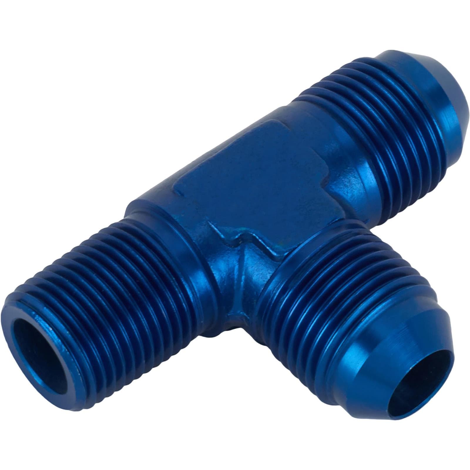 Aluminum Flare to Pipe Tee on Run Fitting, AN8 to 3/8 Inch NPT