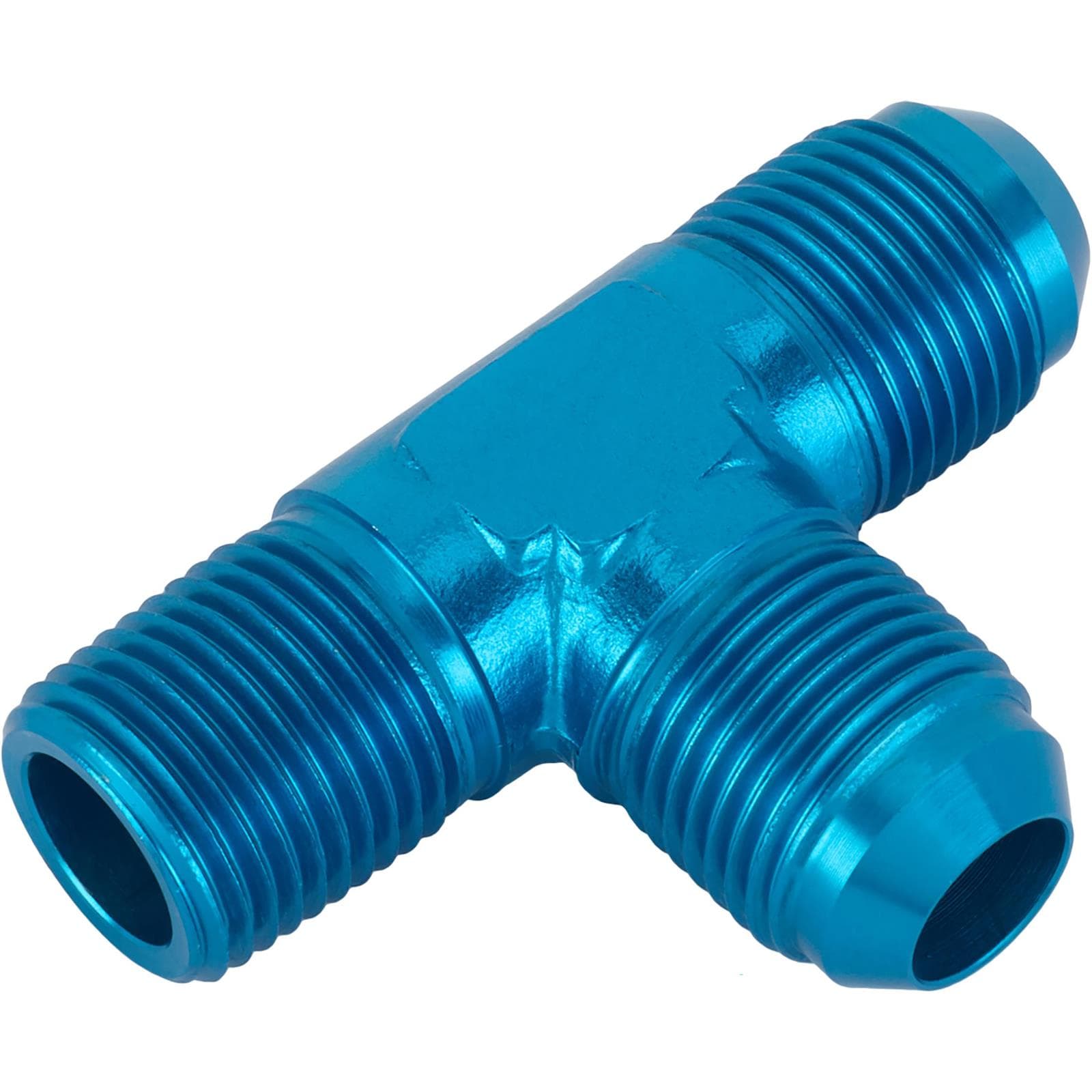 Aluminum Flare to Pipe Tee on Run Fitting, AN10 to 1/2 Inch NPT