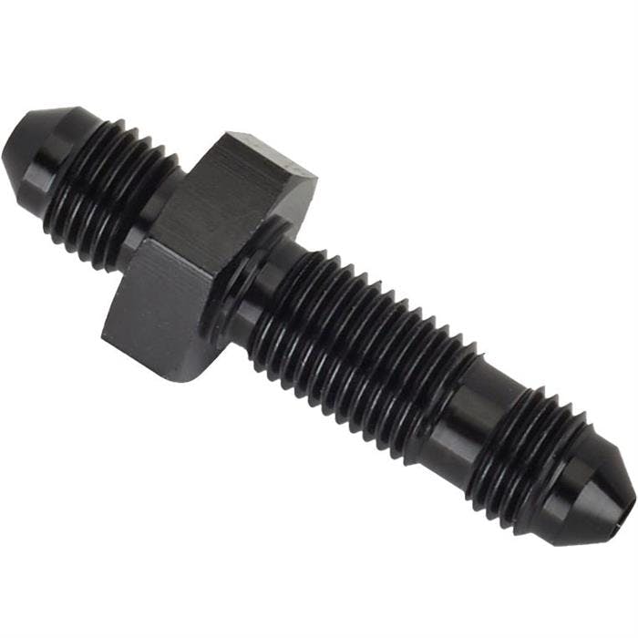 Straight Aluminum Bulkhead Flare Fitting, Black, -3 AN