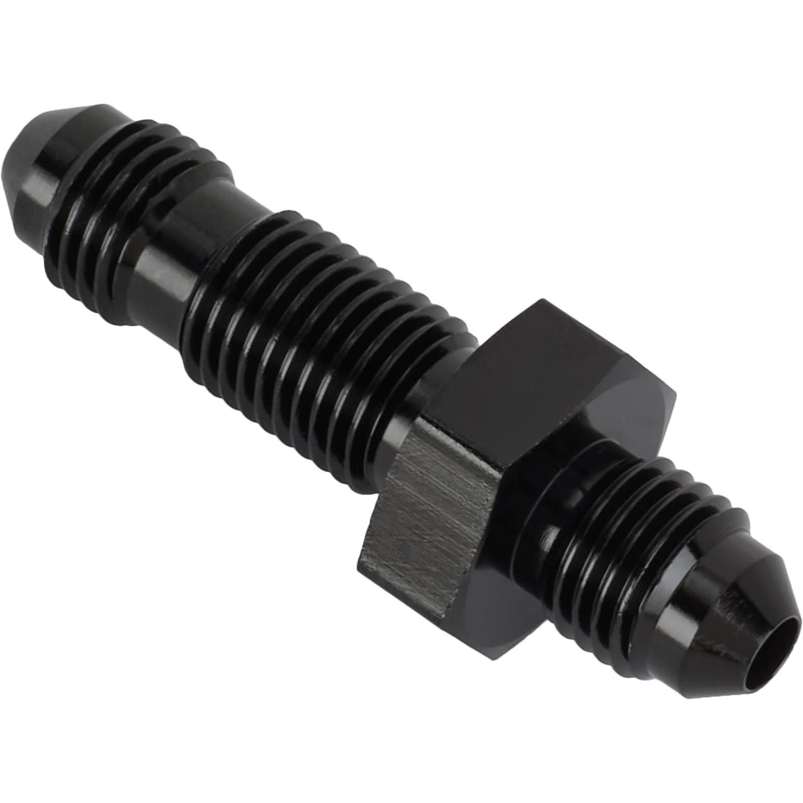 Straight Aluminum Bulkhead Flare Fitting, Black, -4 AN