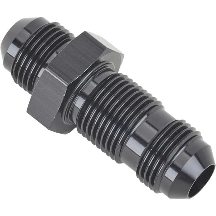 Straight Aluminum Bulkhead Flare Fitting, Black, -8 AN