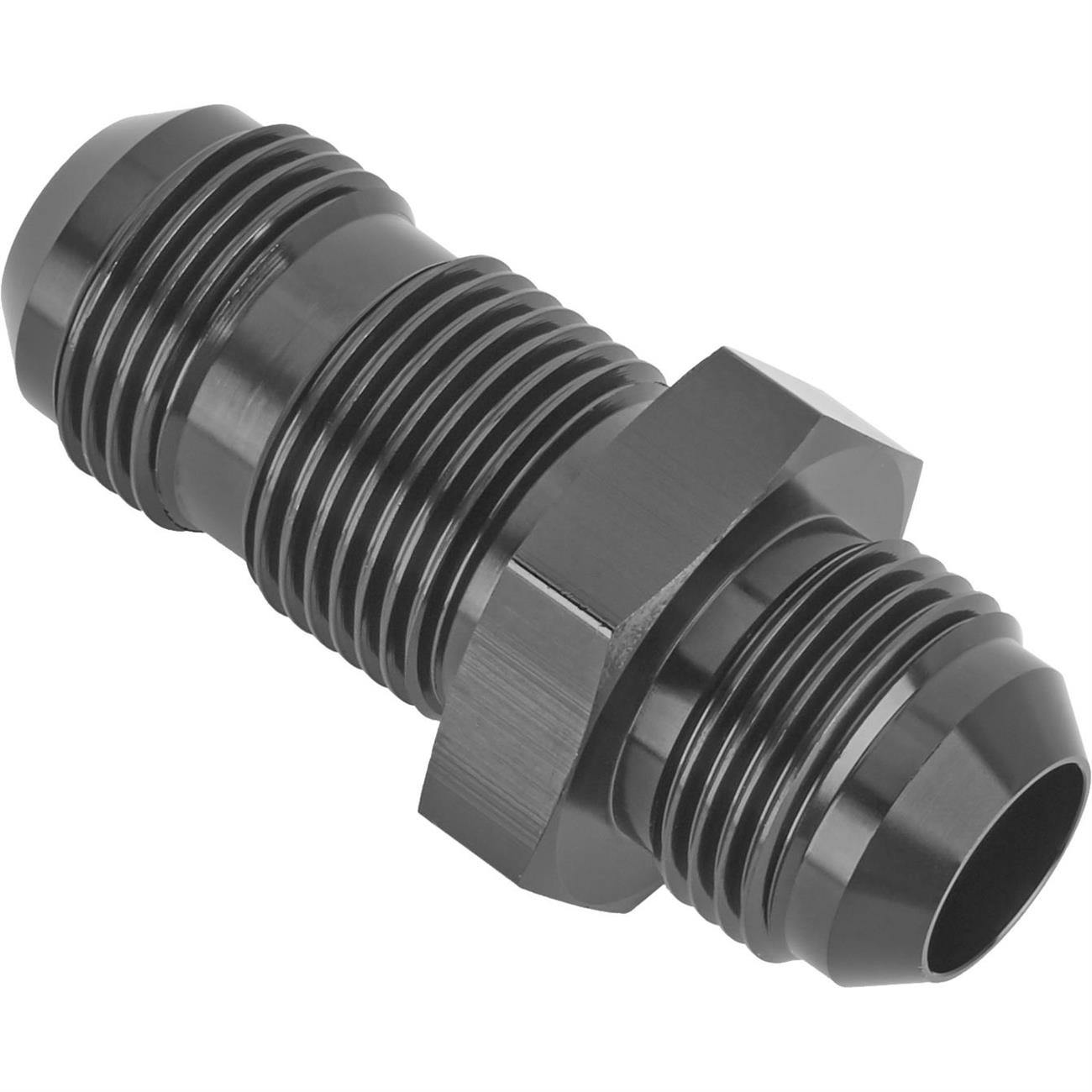 Straight Aluminum Bulkhead Flare Fitting, Black, -12 AN