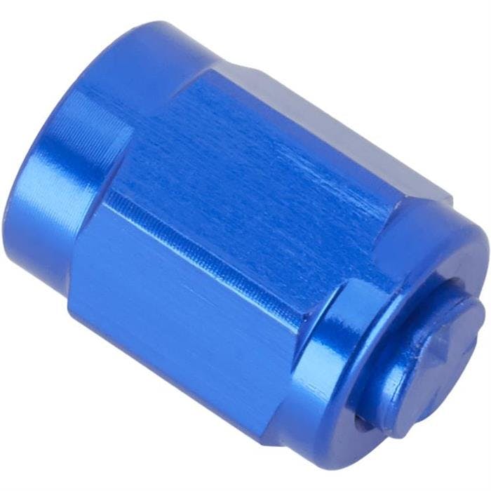 Aluminum -3 AN Flare Fitting Cap, Blue Anodized