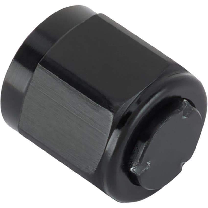 Aluminum -6 AN Flare Fitting Cap, Black Anodized
