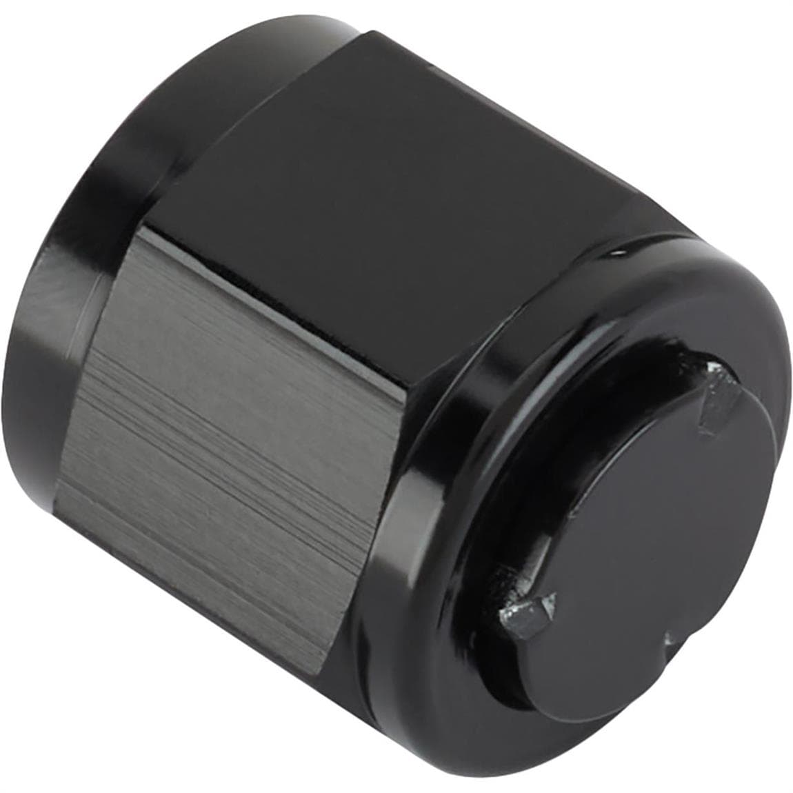 Aluminum -8 AN Flare Fitting Cap, Black Anodized
