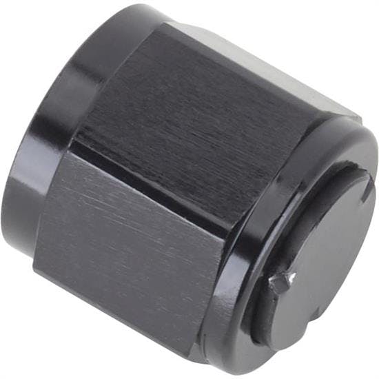 Aluminum -10 AN Flare Fitting Cap, Black Anodized