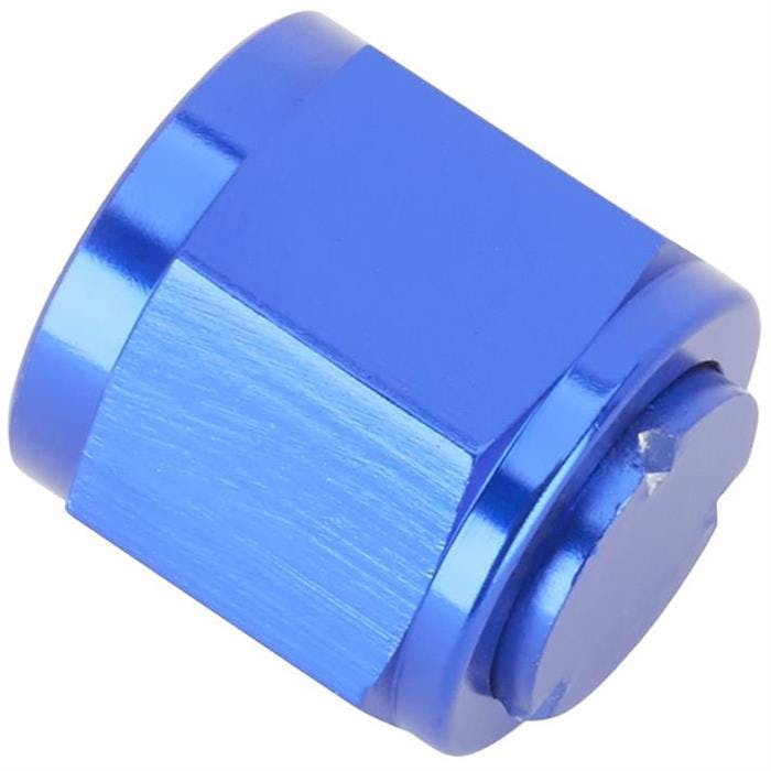 Aluminum -10 AN Flare Fitting Cap, Blue Anodized